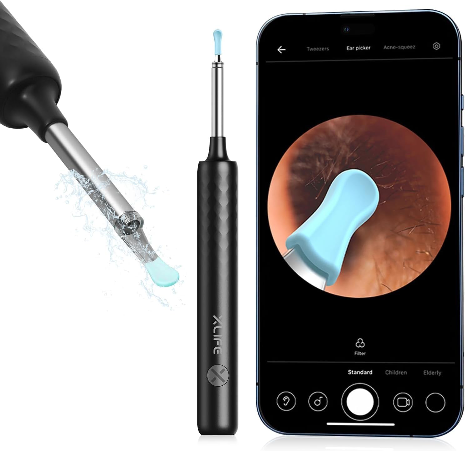 **1080P HD Ear Wax Removal Tool with Camera & Light - Ear Cleaning Kit for iPhone, iPad, Android - Safe Otoscope for Home Use, Kids & Adults**