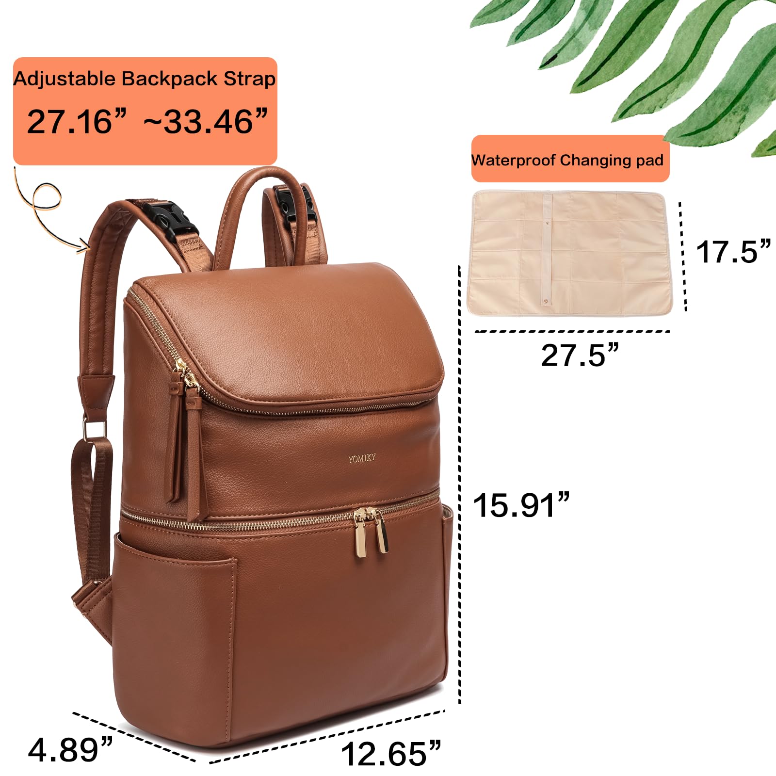 Premium Leather Diaper Backpack for Boys & Girls - Multi-Pocket Baby Bag with Insulated Cooler Compartment | Perfect for Twins, Toddlers & Traveling Parents