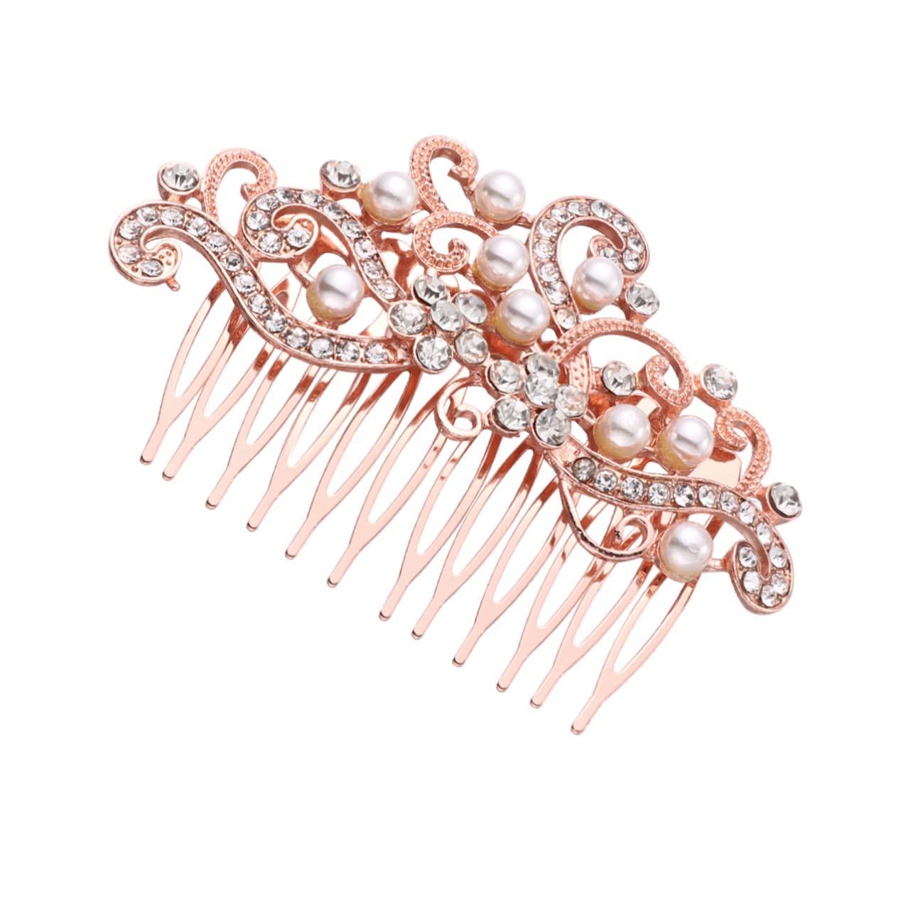 Elegant 2-Piece Bride Hair Comb Set with Pearl & Rhinestone Veil Comb - Metallic Wedding Hair Clips for Brides, Bridesmaids - Perfect for Bridal Shower, Wedding Ceremony & Reception
