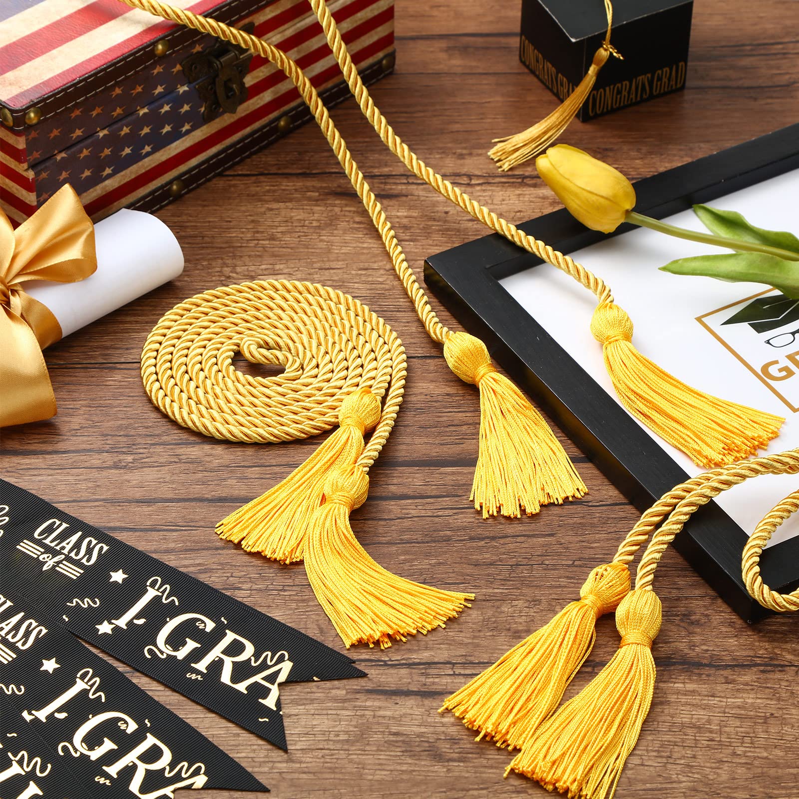 100 Pack Gold Graduation Honor Cords 67 Inch - Bulk Braided Tassels for High School & College Graduation Ceremony, Party Favors, Gifts & Photo Accessories - Perfect for Commencement, Yearbook Pictures & Academic Celebrations