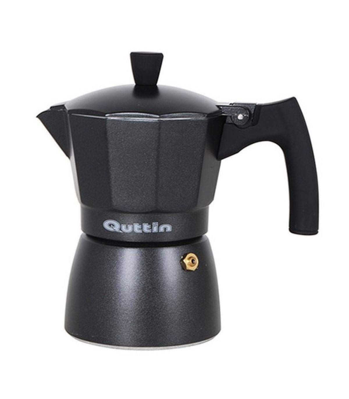Italian Stovetop Coffee Maker - QUTTIN DARKBLACK Induction Compatible Espresso Pot (12 Cups) for Home, Office & Camping Use