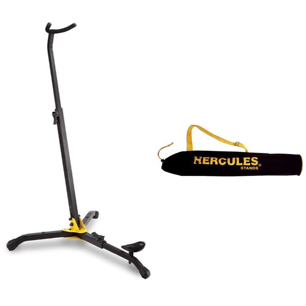 Hercules DS561B Bassoon & Bass Clarinet Stand with GSB001 Carrying Bag - Black | Secure Storage & Transport for Woodwind Instruments | Perfect for Musicians, Band Practice & Live Performances