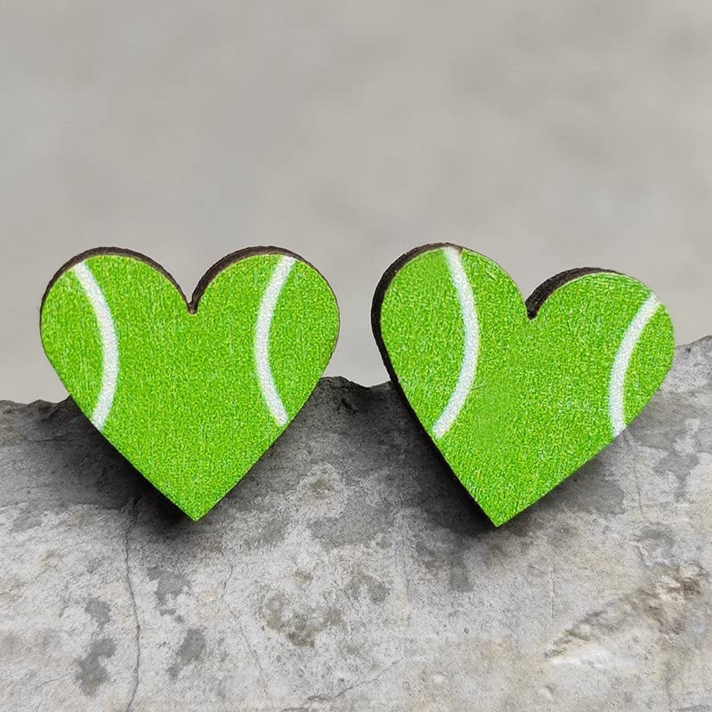 Diamond Stud Earrings for Women - Heart Shaped Sports Jewelry, Baseball & Rugby Small Earrings - Perfect for Casual Wear, Game Days & Gift Giving
