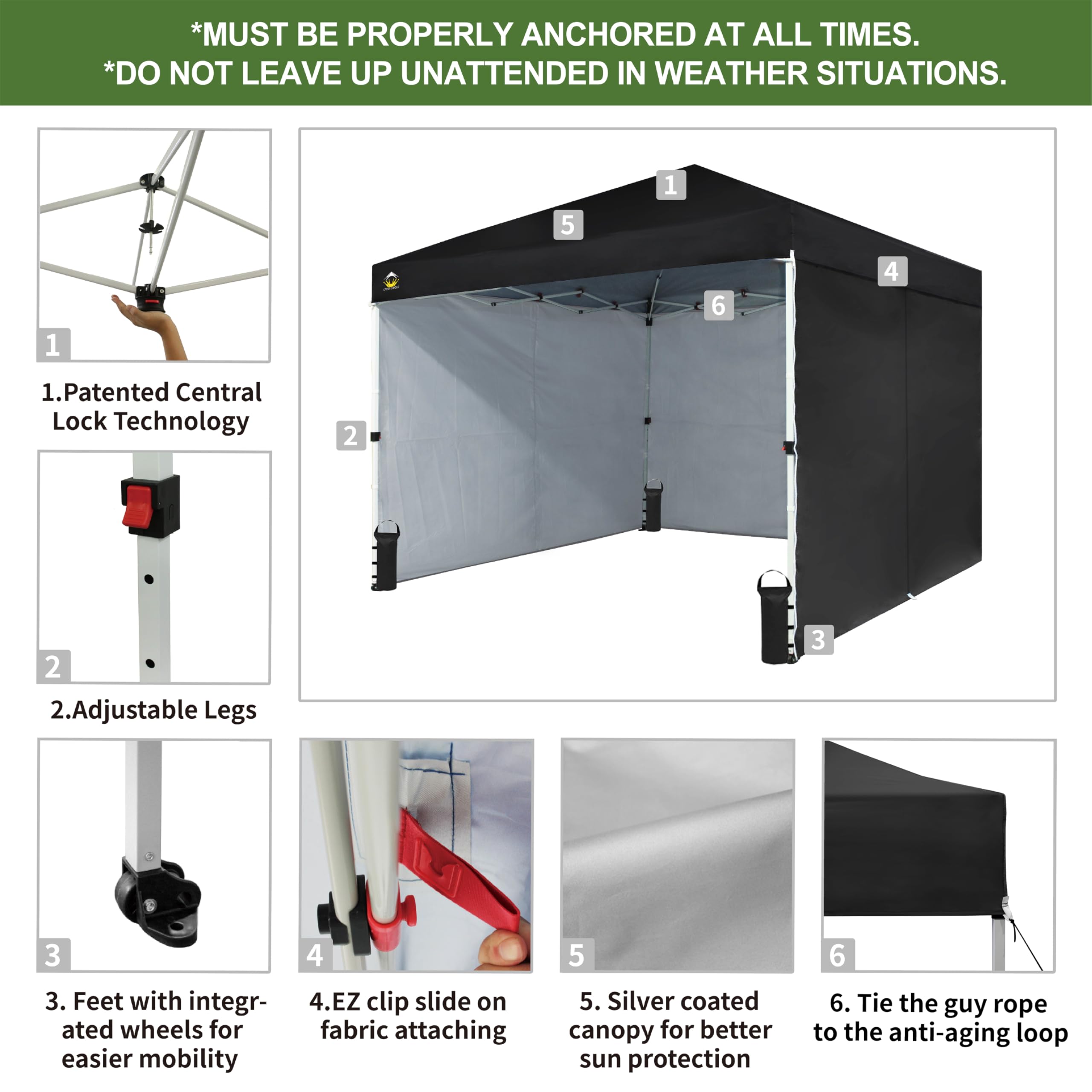 10x10 Instant Pop Up Canopy Tent with Sidewalls - Outdoor Events & Markets