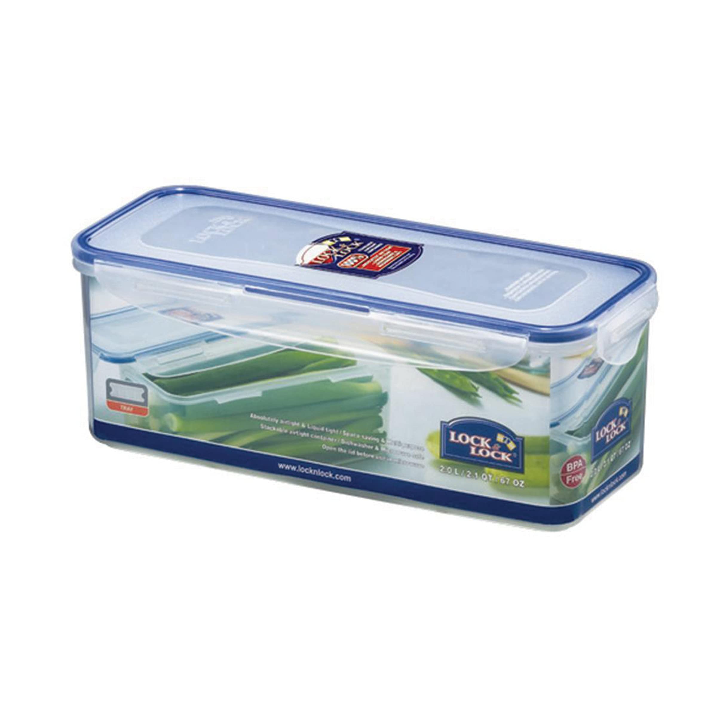 LOCK & LOCK Airtight Rectangular Food Storage Container with Drain Tray - 64.63 oz (8.45 Cup) BPA-Free Plastic Kitchen Organizer - Perfect for Meal Prep, Leftovers & Refrigerator Storage