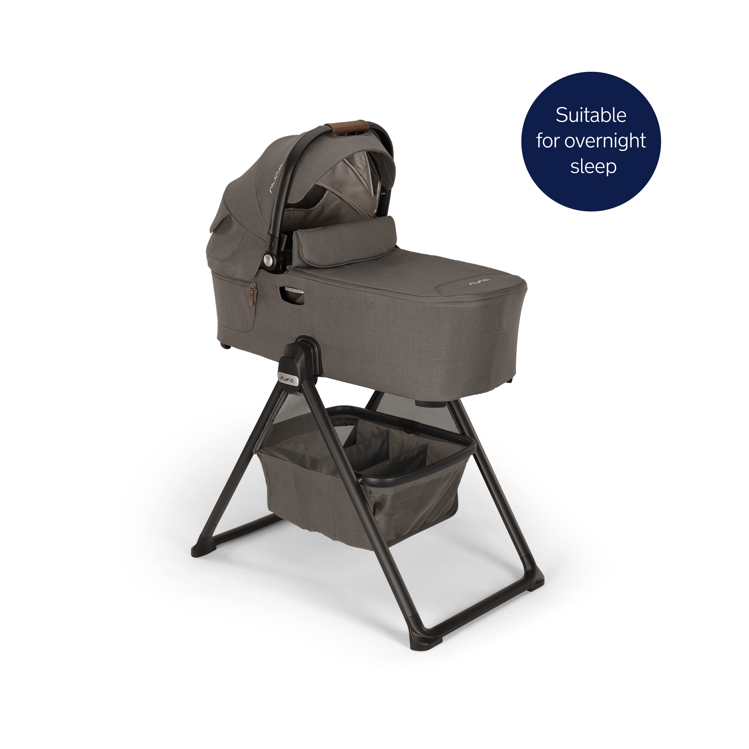 Nuna DEMI Next Bassinet with Stand - Granite Gray | Premium Baby Bassinet for Newborns | Perfect for Nursery, Bedroom & Travel