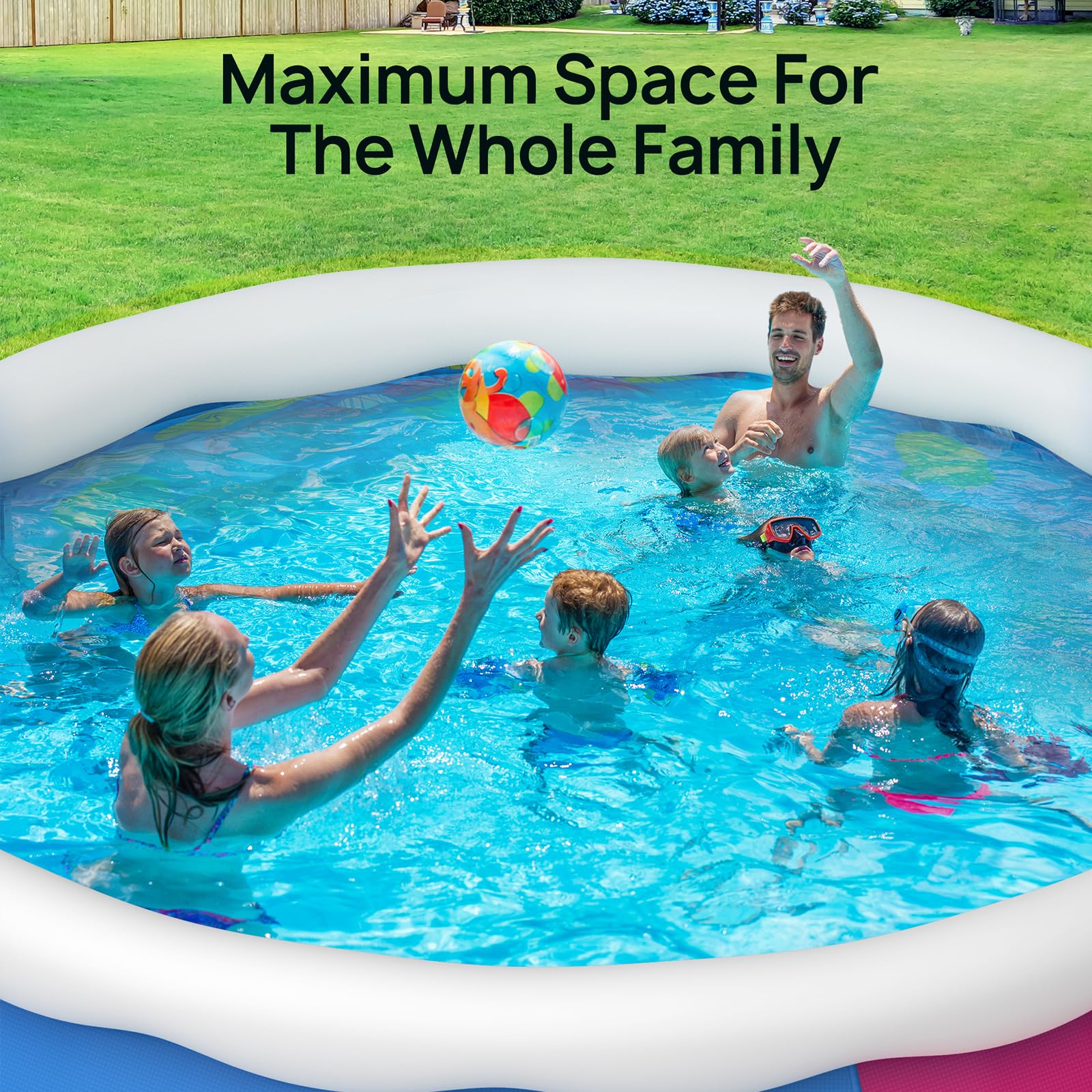 15ft x 35in Inflatable Above Ground Swimming Pool with Filter Pump, Ground Cloth & Cover - Blue, Yellow, Pink Options | Perfect for Backyard Fun, Kids Play & Summer Cooling