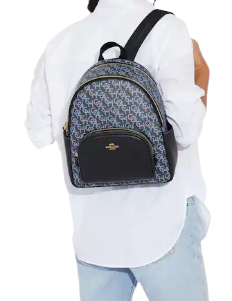 Coach Monogram Print Court Backpack - Stylish & Durable Leather Backpack for Women - Perfect for Work, Travel & Everyday Use