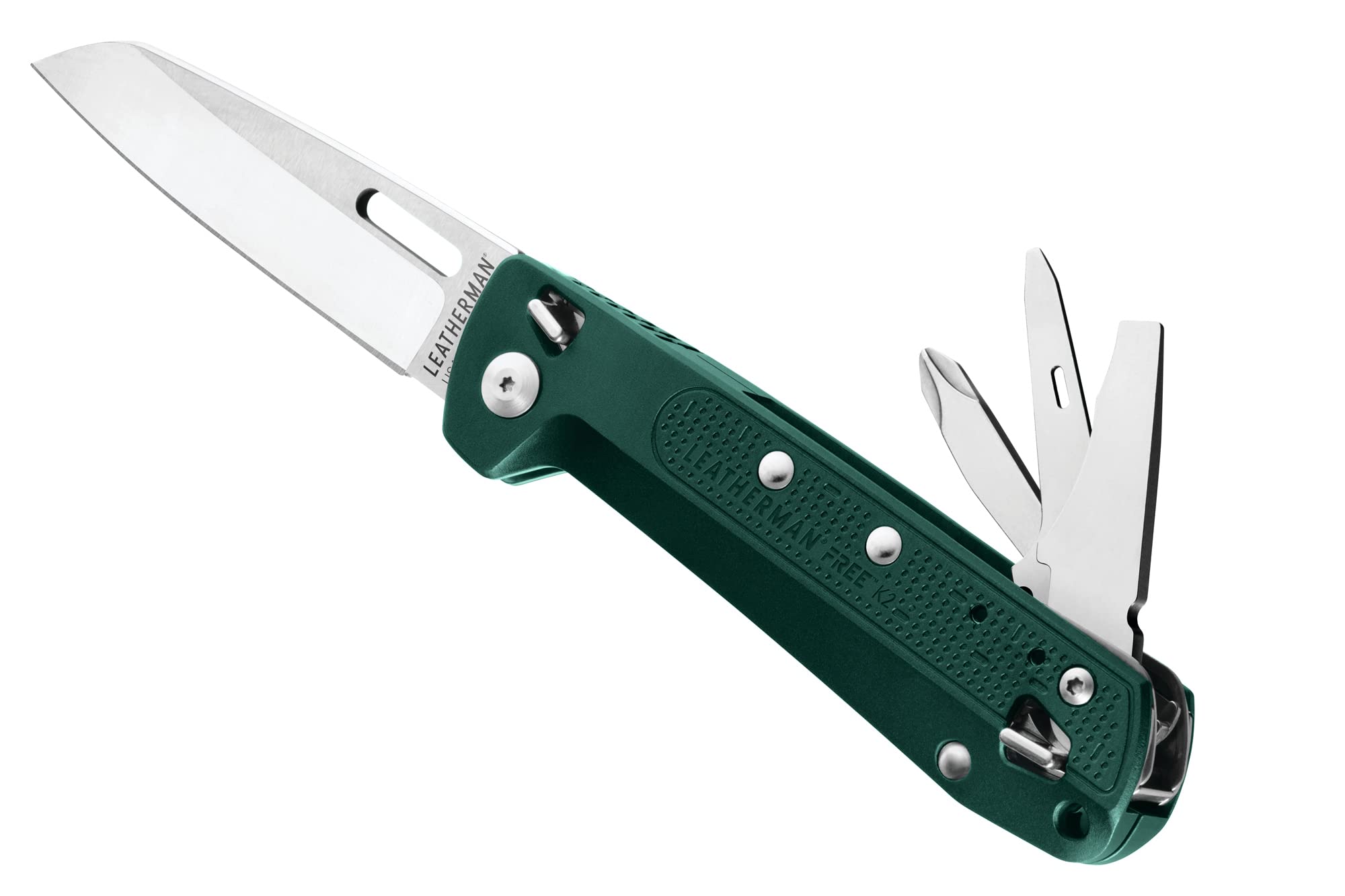 LEATHERMAN FREE K2 EDC Pocket Multitool with Knife - Magnetic Locking, Aluminum Handles, Pocket Clip - Made in USA | Everyday Carry, Outdoor Adventures, Camping & Survival Gear
