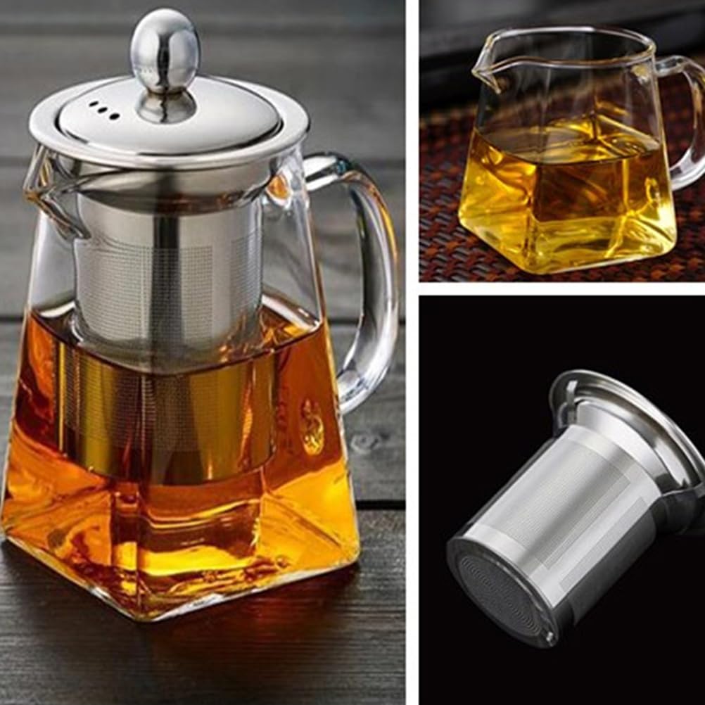 Premium Stainless Steel & Glass Teapot with Removable Infuser - 950ml Stovetop Safe Tea Kettle for Blooming & Loose Leaf Tea - Ideal for Home, Office & Outdoor Tea Brewing
