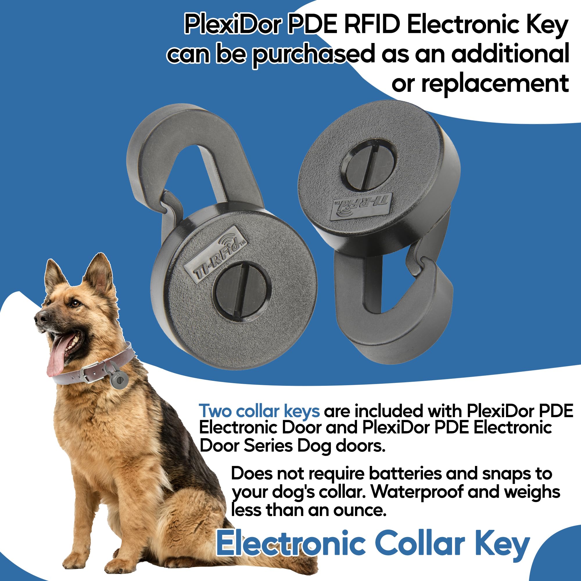 PlexiDor Electronic Pet Door Collar Key - Black for Dogs & Cats