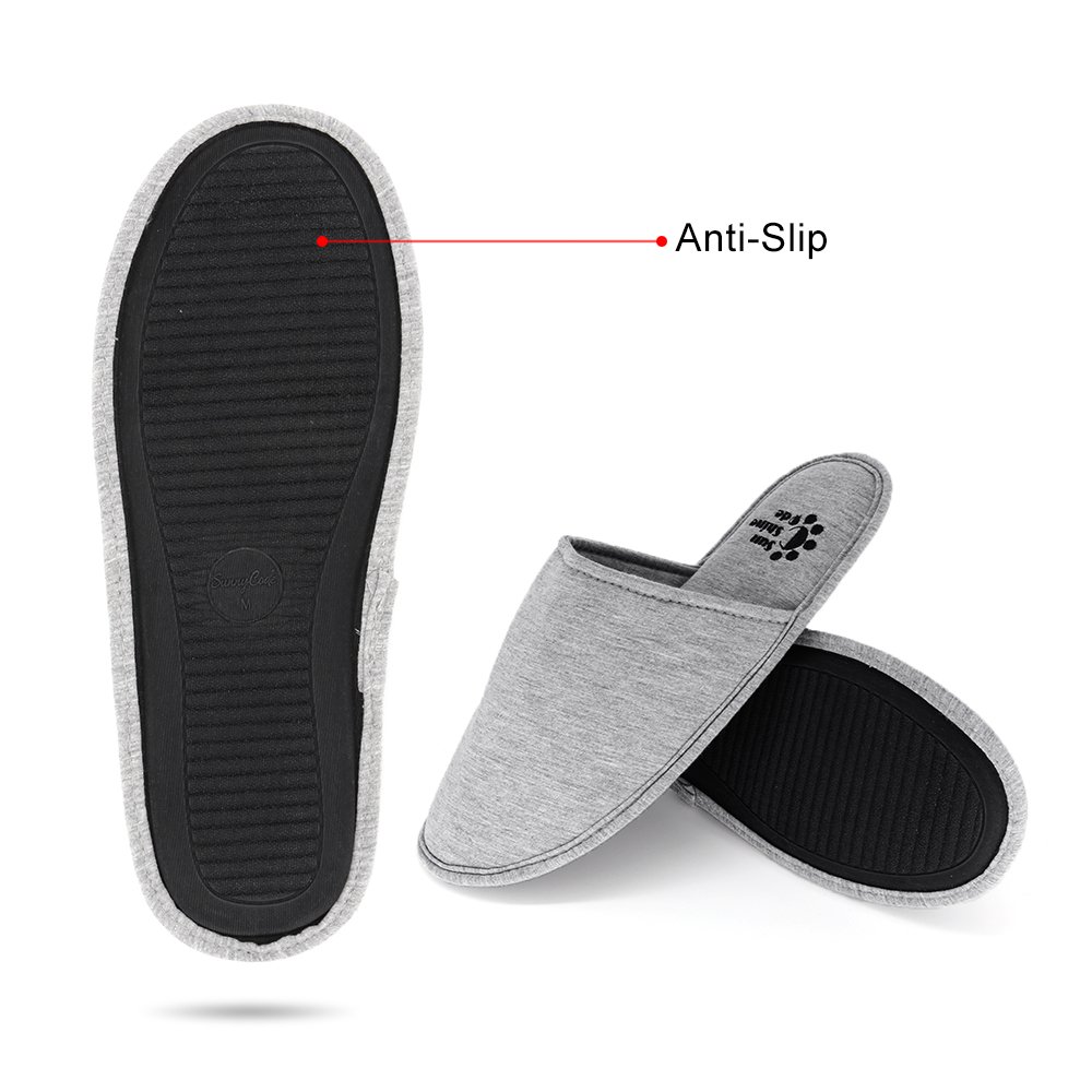 Sunshine Code Men's Memory Foam Slippers - Washable Cotton House Shoes with Travel Bag for Home, Hotel, Spa & Bedroom - Comfortable Indoor/Outdoor Slides for Relaxation & Travel