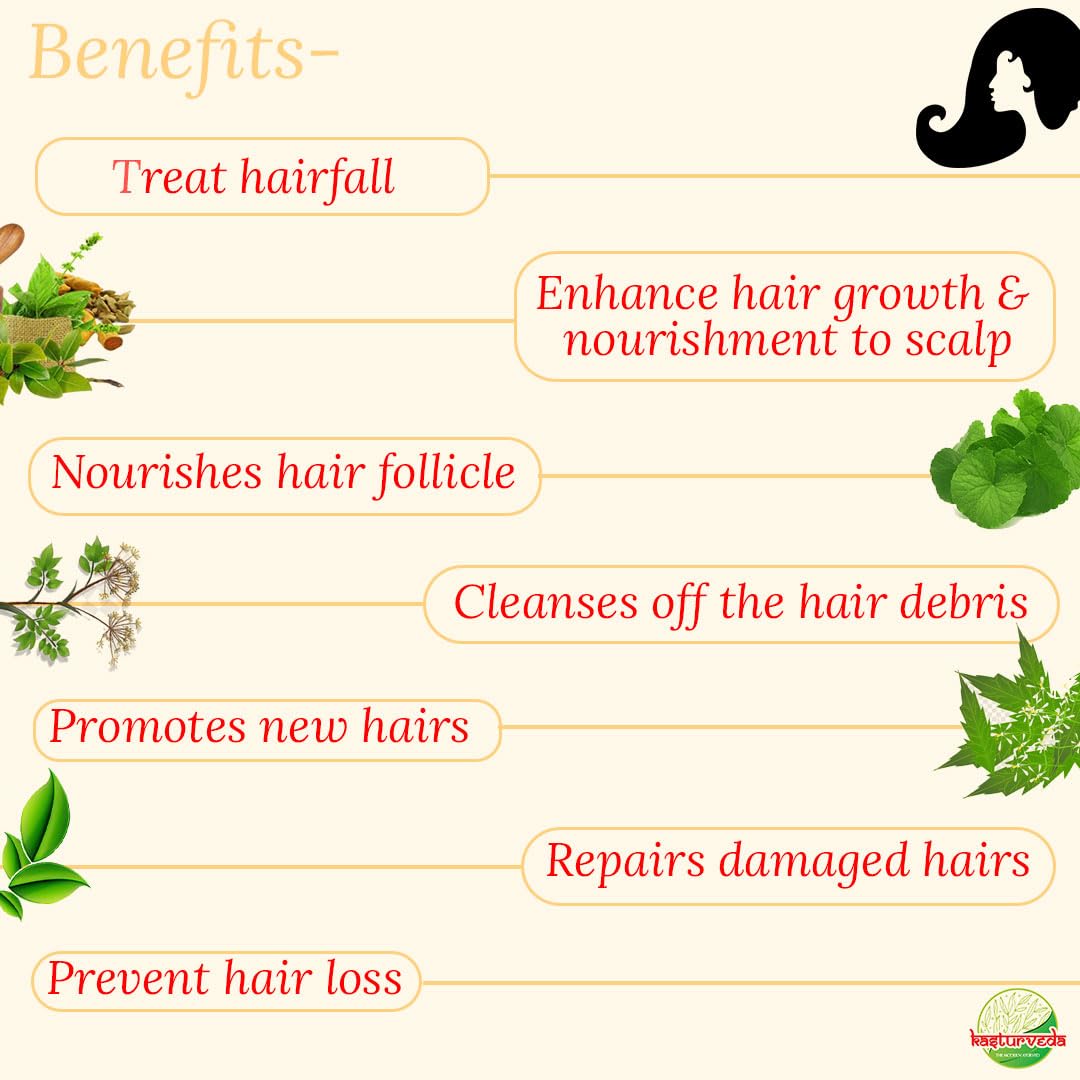 Kasturveda Hair Fall Reduction & Smoothing Hair Mask - 50gm for Dry, Frizzy Hair | Deep Conditioning Treatment for Damaged Hair at Home or Salon Use