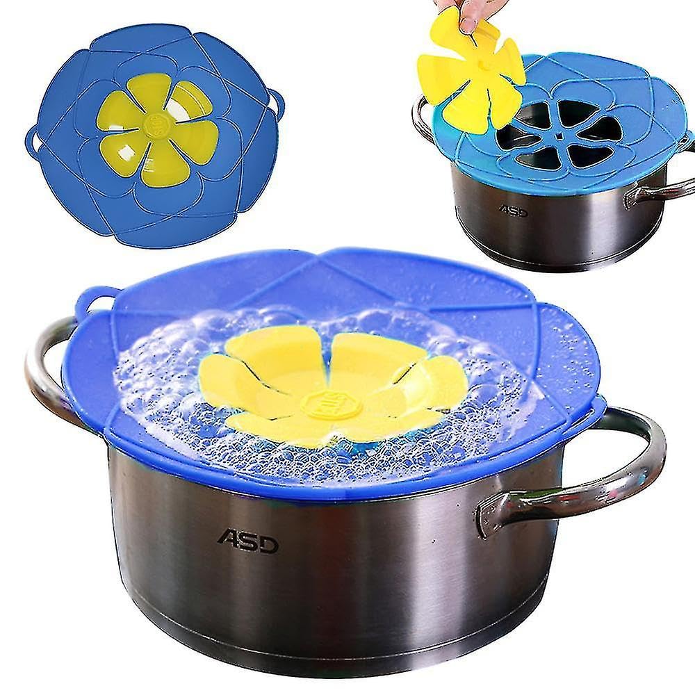 Premium Silicone Pot Lid - Reusable Spill-Proof Cover for Cooking Pots & Pans | Boil Over Prevention Kitchen Essential | Dishwasher Safe | Perfect for Soup, Pasta & Rice Cooking (Blue)
