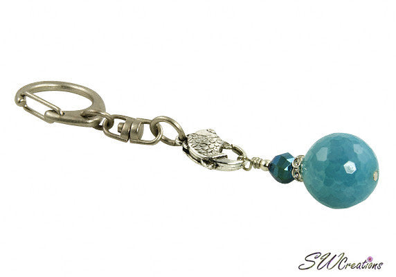 Elegant Aqua Jade Keychain Purse Charm - Stylish Accessory for Handbags, Wallets & Backpacks | Perfect Gift for Women & Fashion Lovers