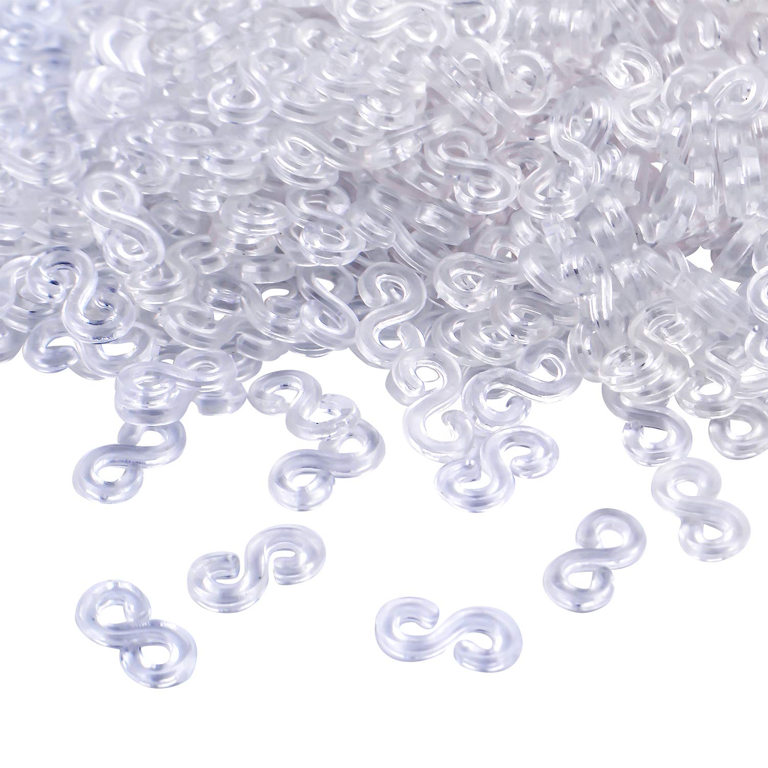 500-Piece Clear S Clips Rubber Band Connectors Kit - Plastic Loom Bands Clips for DIY Bracelet Making, Jewelry Crafting & Kids Art Projects