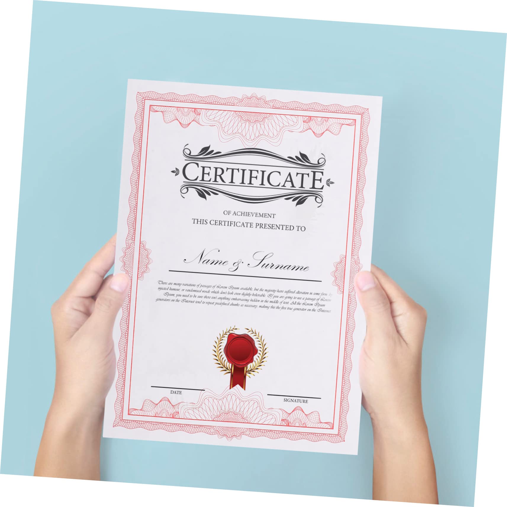 COHEALI 100 Sheets Blank Award Certificate Paper - Premium Red Academic Diploma Paper for Graduation, Recognition & Achievement Ceremonies - Perfect for Schools, Offices & Award Events