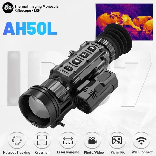 Thermal Imaging Monocular with Laser Rangefinder - IP67 Waterproof, Pseudo Color & Heat Detection - Perfect for Hunting, Wildlife Observation, and Security Surveillance