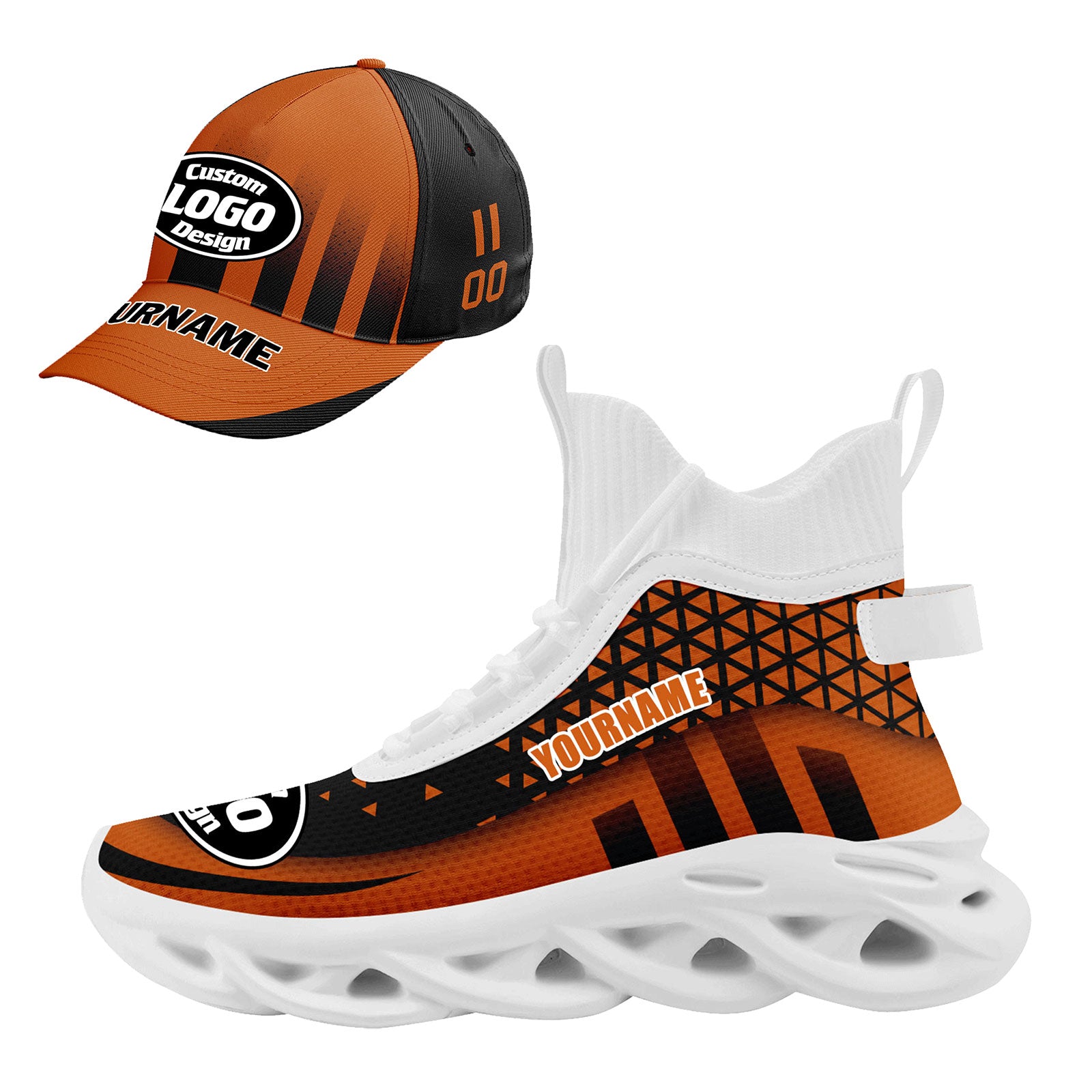 Custom Maxsoul Personalized Sneakers & Hat Combo - Trendy Unisex Athletic Shoes & Matching Cap for Running, Gym & Streetwear Fashion (Style D023029)