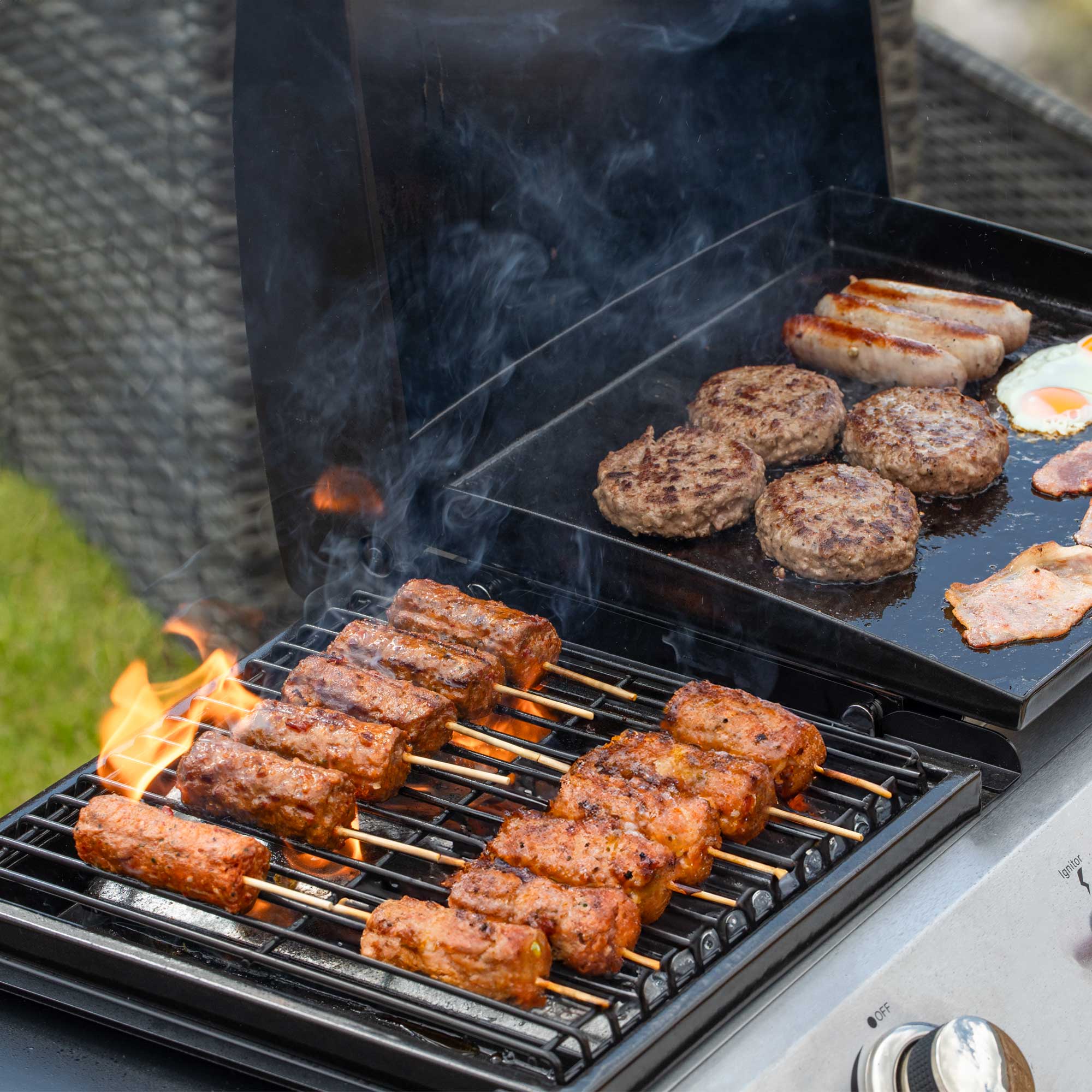 2+1 Burner Portable Gas Grill & Griddle - 8.5kW Stainless Steel Outdoor BBQ Hot Plate for Camping, Tailgating & Backyard Cooking (Model DG276)