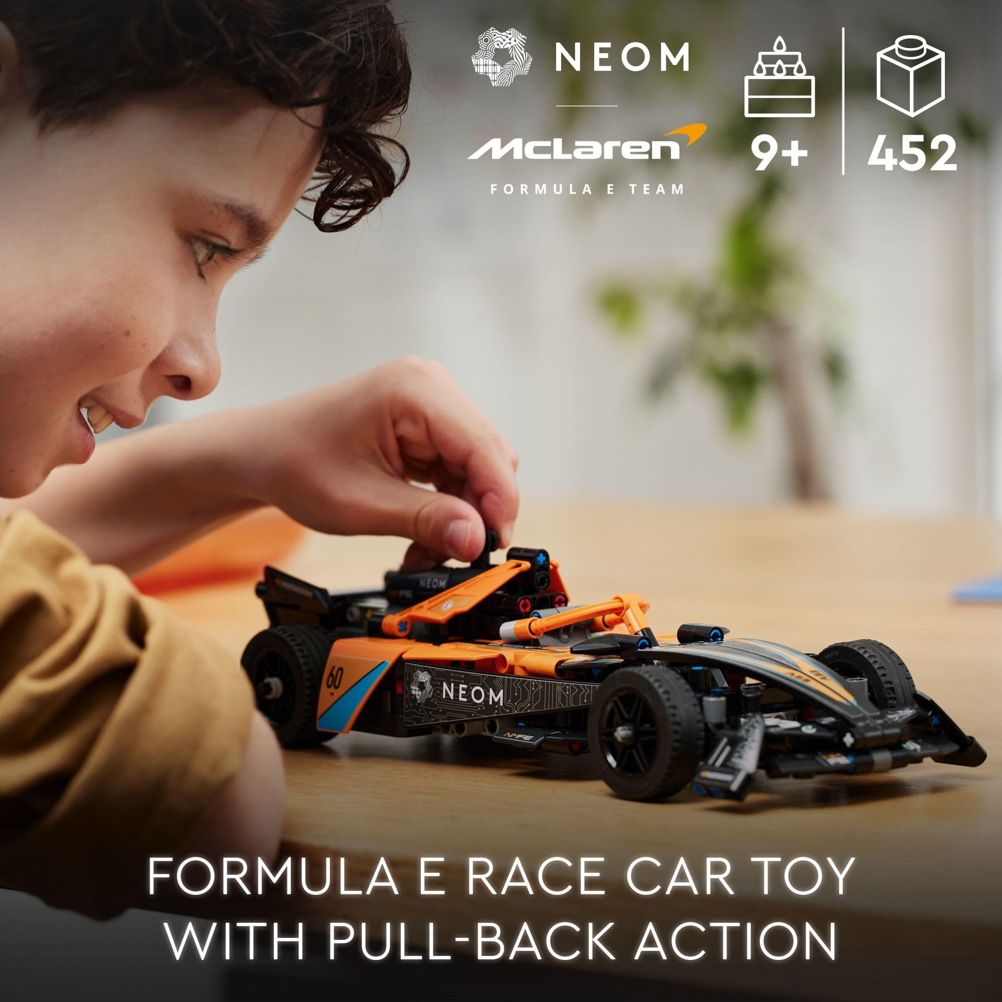LEGO Technic NEOM McLaren Formula E Race Car Building Kit for Kids Ages 9+ - STEM Toy with V10 Engine & Steering Wheel - Perfect Gift for Boys & Girls Birthday - 42169 - Fun for Racing Enthusiasts & Creative Play