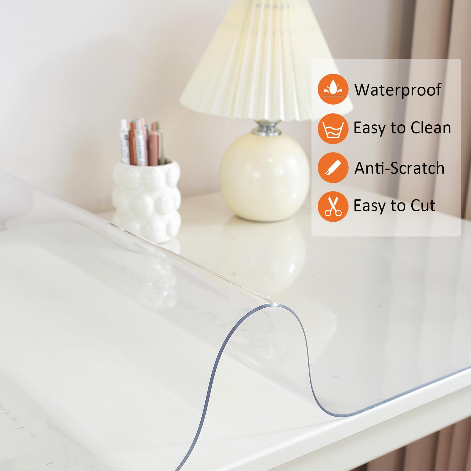 LovePads Clear Desk Mat 12 x 16 Inch, 1.5mm Thick Non-Slip PVC Desk Protector - Waterproof Writing Pad & Blotter for Home Office, Gaming, Study & Workstation - Perfect for Keyboard, Mouse & Laptop Use