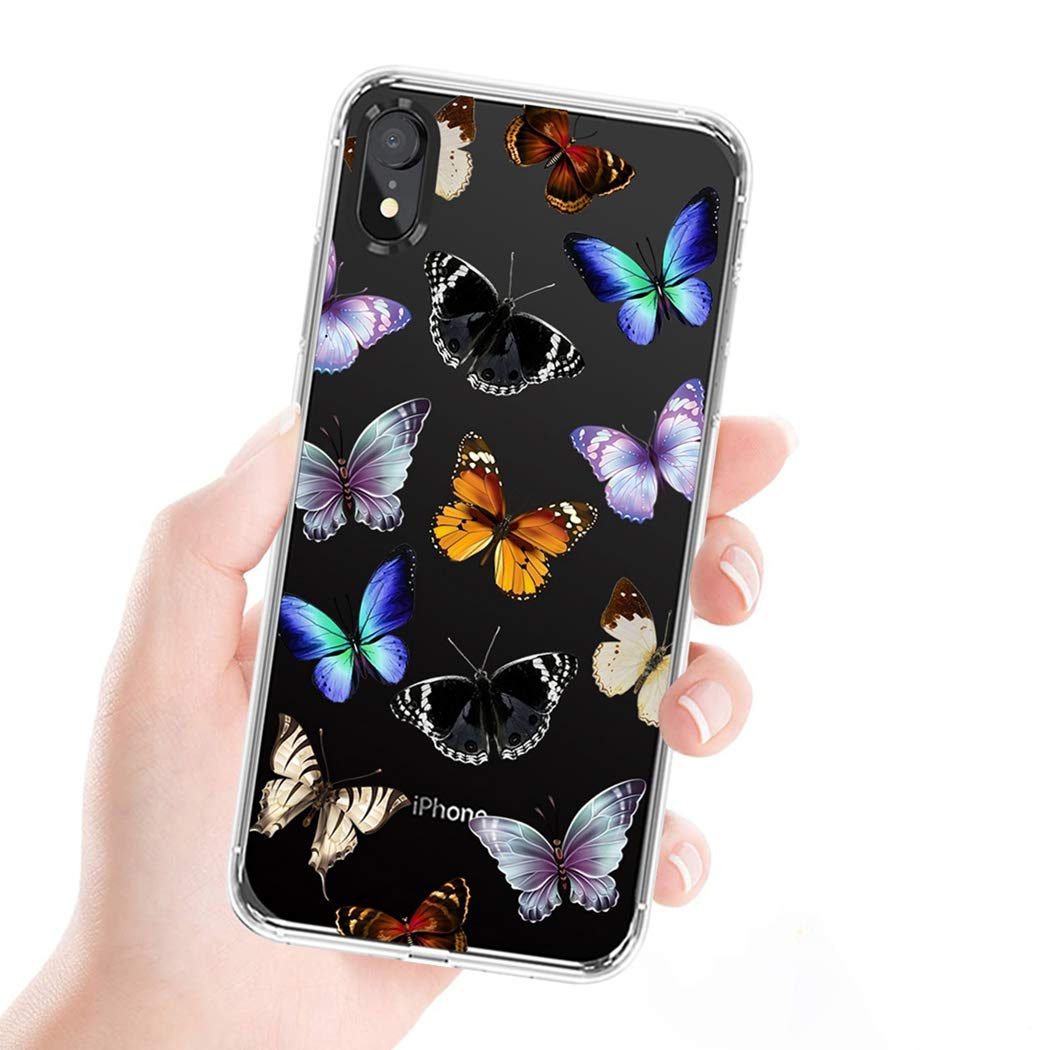 **iPhone XR Case 6.1 Inch - Soft Clear TPU Shockproof Protective Phone Cover for Women & Girls, Colorful Butterfly Design - Perfect for Everyday Use, Travel & Gift Giving**