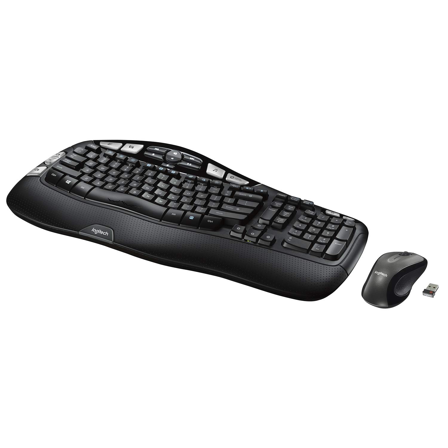 Logitech MK550 Wireless Keyboard and Mouse Combo - Ergonomic Wave Design, 2.4GHz Wireless, 3-Year Battery Life, Plug-and-Play for PC/Mac - Perfect for Office Work, Gaming & Home Computing (Black)