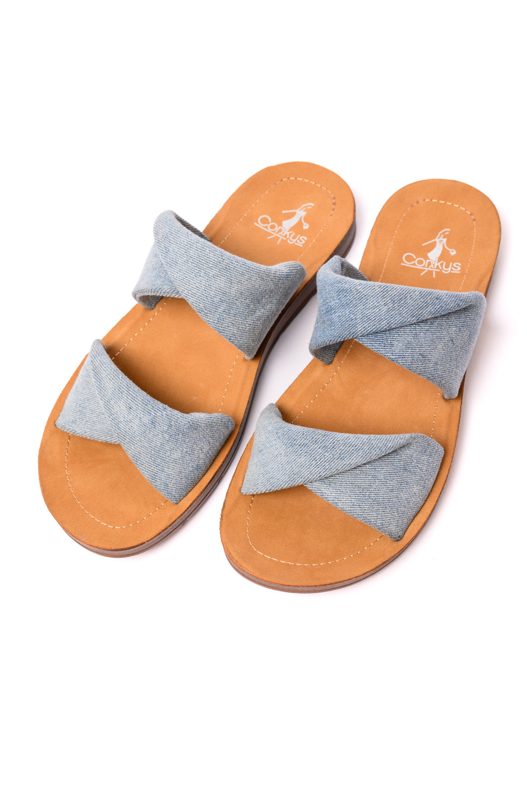 Denim Twist Sandals for Women - Comfortable Casual Slip-On Shoes for Summer, Beach, and Everyday Wear