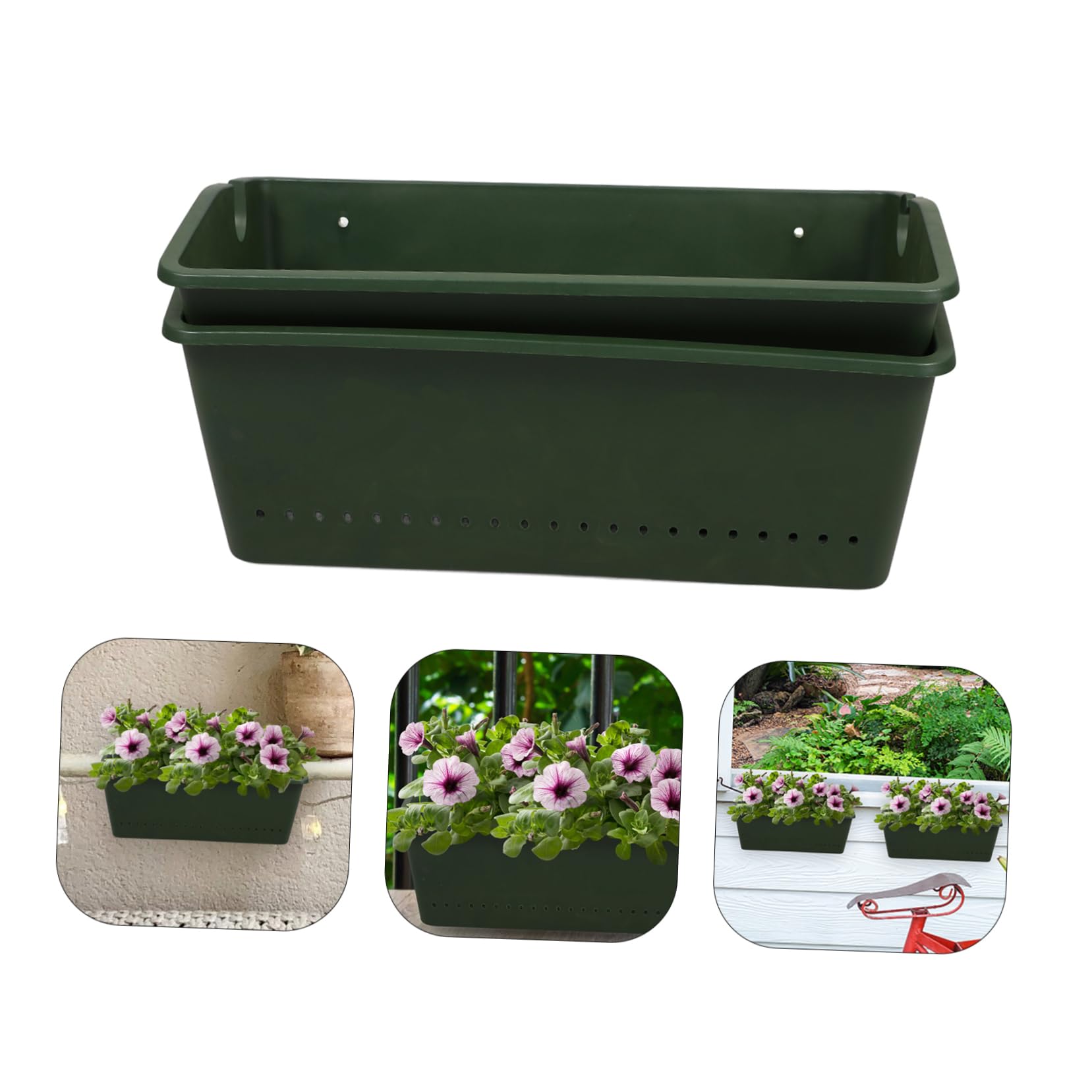 DOITOOL 2-Pack Vertical Wall Planters for Balcony - Hanging Rail Flower Pot Holder for Indoor/Outdoor Plants - Perfect for Windows, Railings & Small Space Gardening