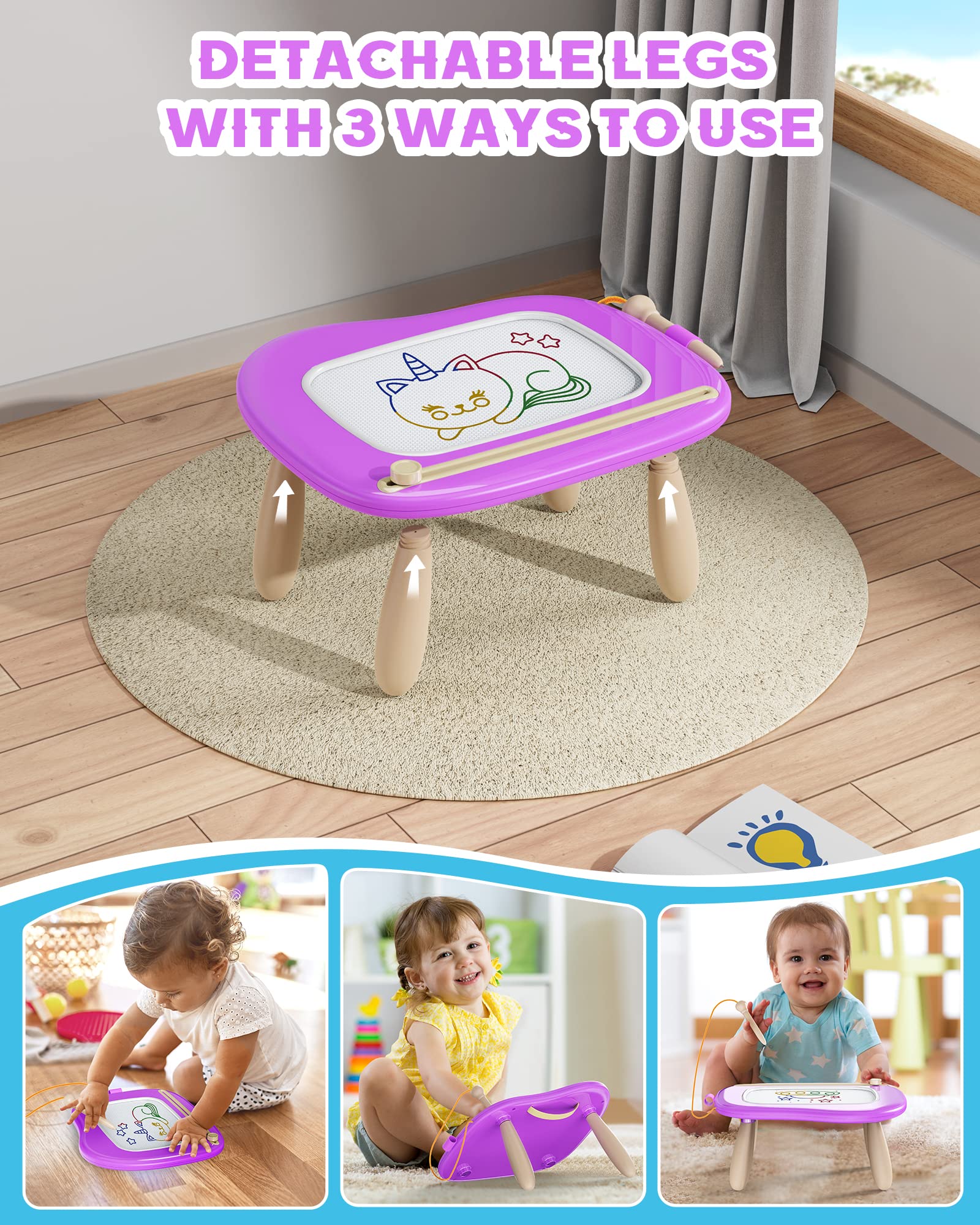 Bravokids Magnetic Drawing Board for Toddlers 1-3 Years - Educational Doodle Toy for Boys & Girls - Perfect for Home & Travel Play