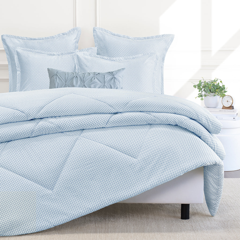 French Blue Flange Sham Pair - Premium Cotton Pillow Covers for Bedroom Decor, Queen Size - Perfect for Home Styling & Guest Rooms