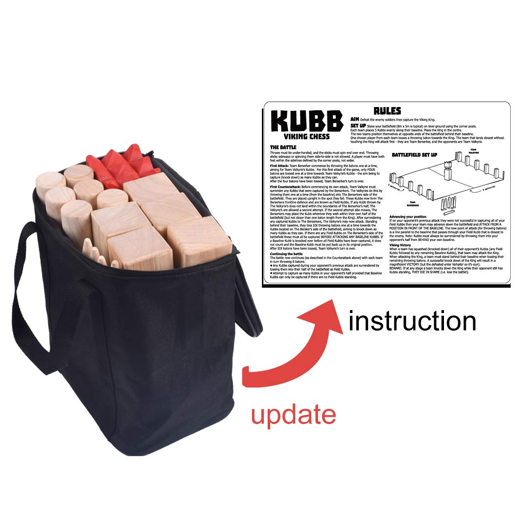 Premium Hardwood Kubb Yard Game Set - Outdoor Toss Game for Kids & Adults - Backyard, Lawn, Beach & Picnic Fun - Includes Carrying Bag - Viking-Inspired Family Entertainment