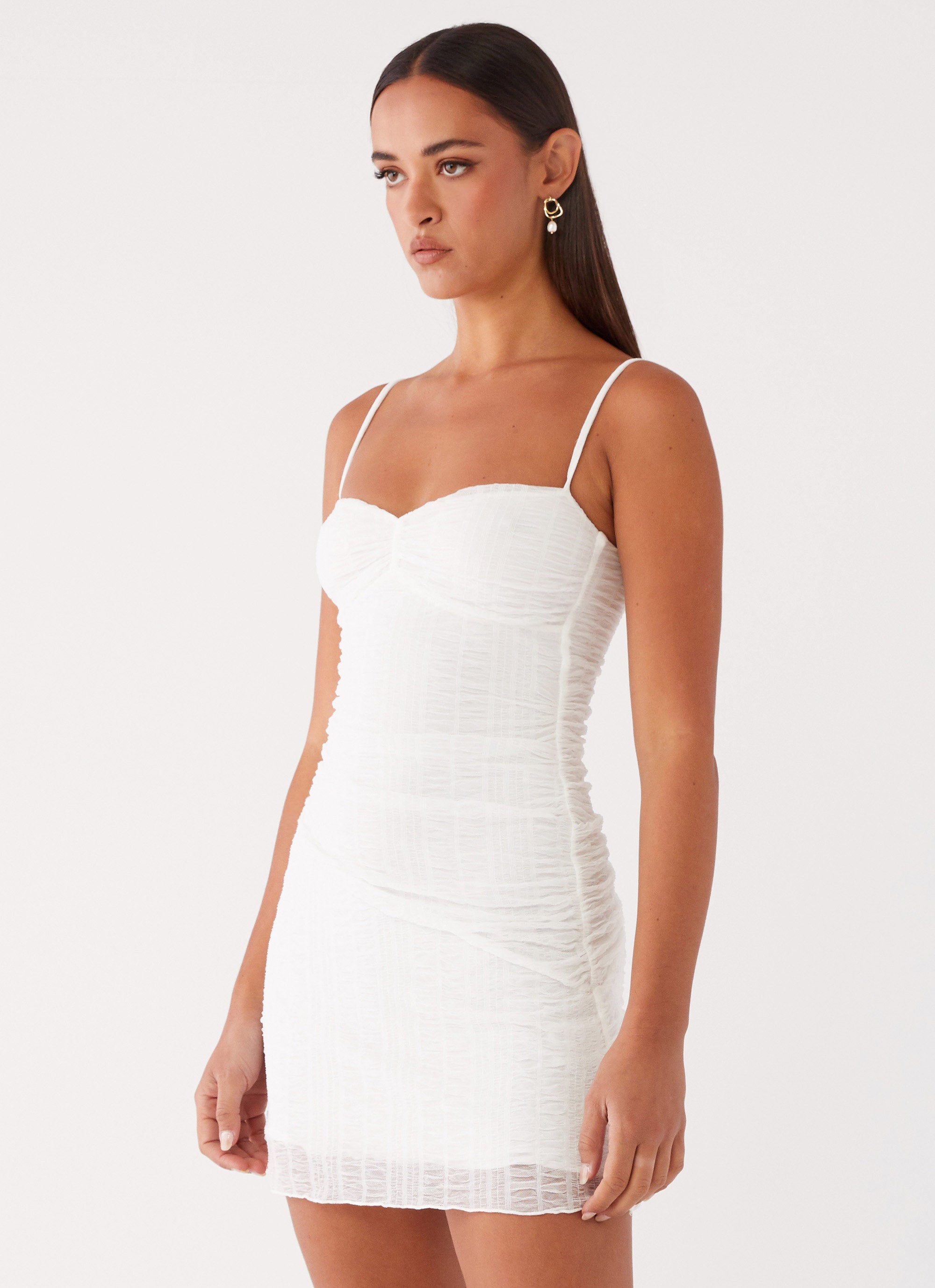 Arden Mesh Mini Dress for Women - Sexy White Summer Party Dress for Night Out, Clubwear, Beach Cover Up