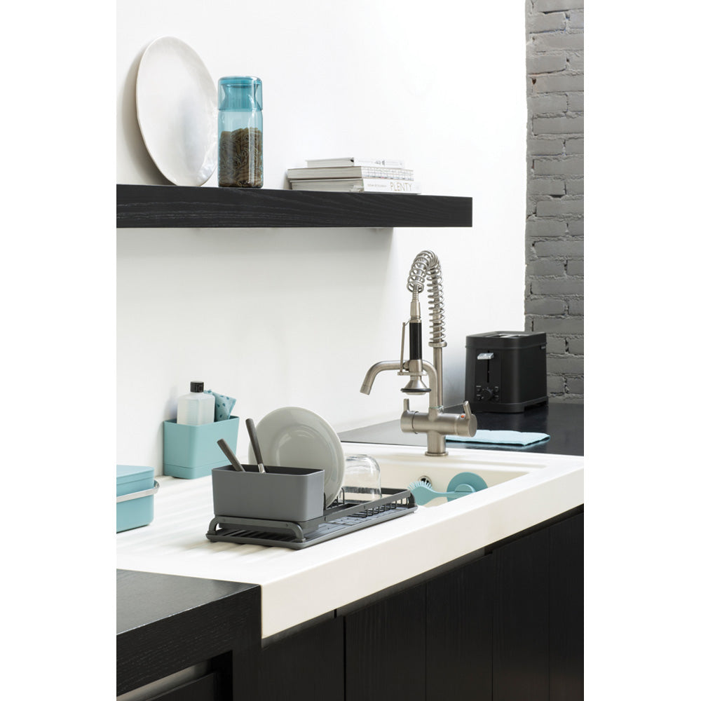 Compact Dish Drying Rack - Space Saving Kitchen Organizer, Dark Grey - Perfect for Small Kitchens & Countertops
