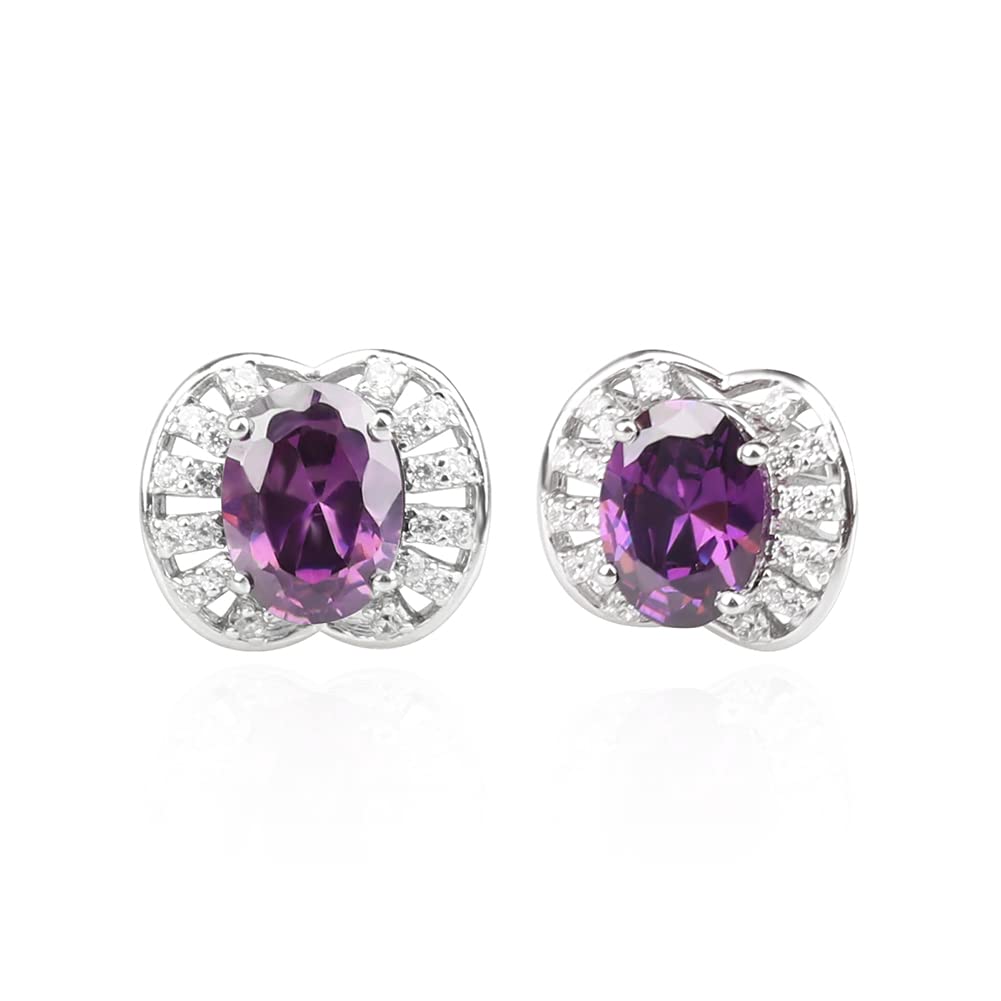 JadeAngel 925 Sterling Silver Stud Earrings for Women - Dainty Oval Cubic Zirconia Flower Earrings | Hypoallergenic, Elegant Gift for Birthday, Anniversary & Everyday Wear