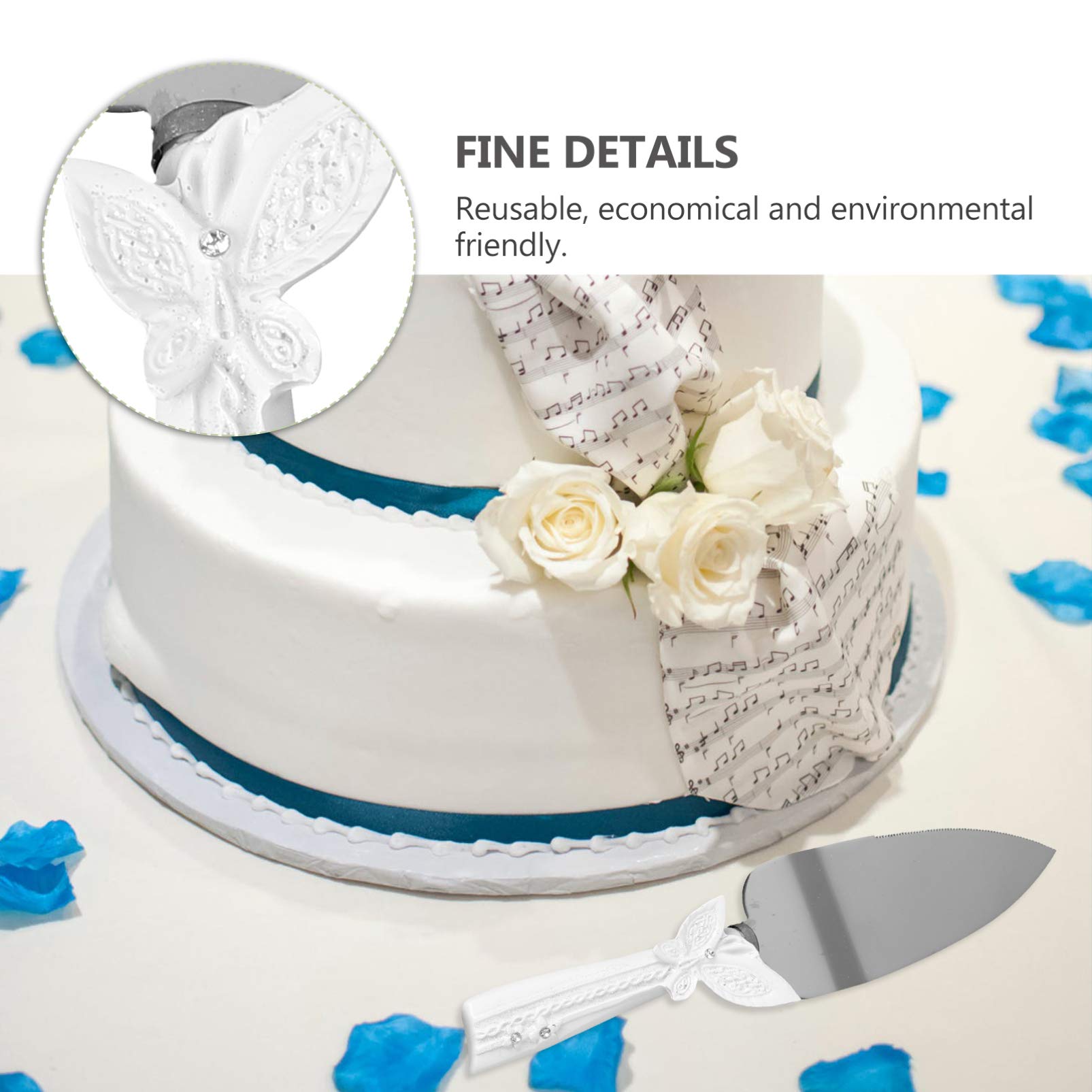 KESYOO 2-Piece Stainless Steel Wedding Cake Server Set - Cake Cutter, Dessert Spatula & Pizza Shovel for Wedding Parties, Birthday Cakes & Special Events