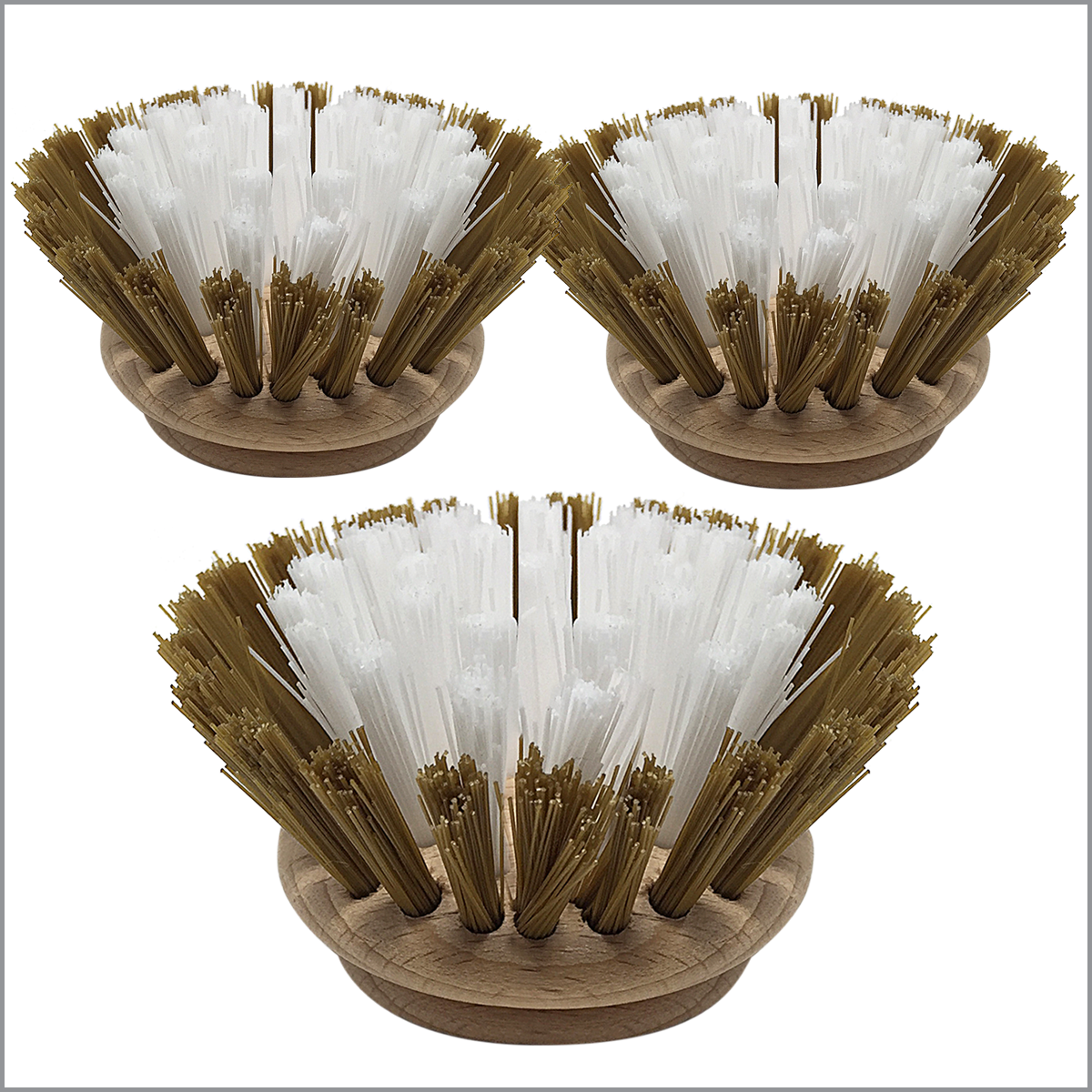 Original Dishwashing & Vegetable Brush Replacement Heads - 3 Pack - Eco-Friendly Cleaning for Kitchen, Sink & Produce