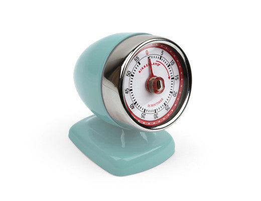 Kikkerland Vintage Streamline Kitchen Timer - Retro Egg Shaped Mechanical Timer for Baking, Cooking & Classroom - Perfect for Home, Restaurant & School Use