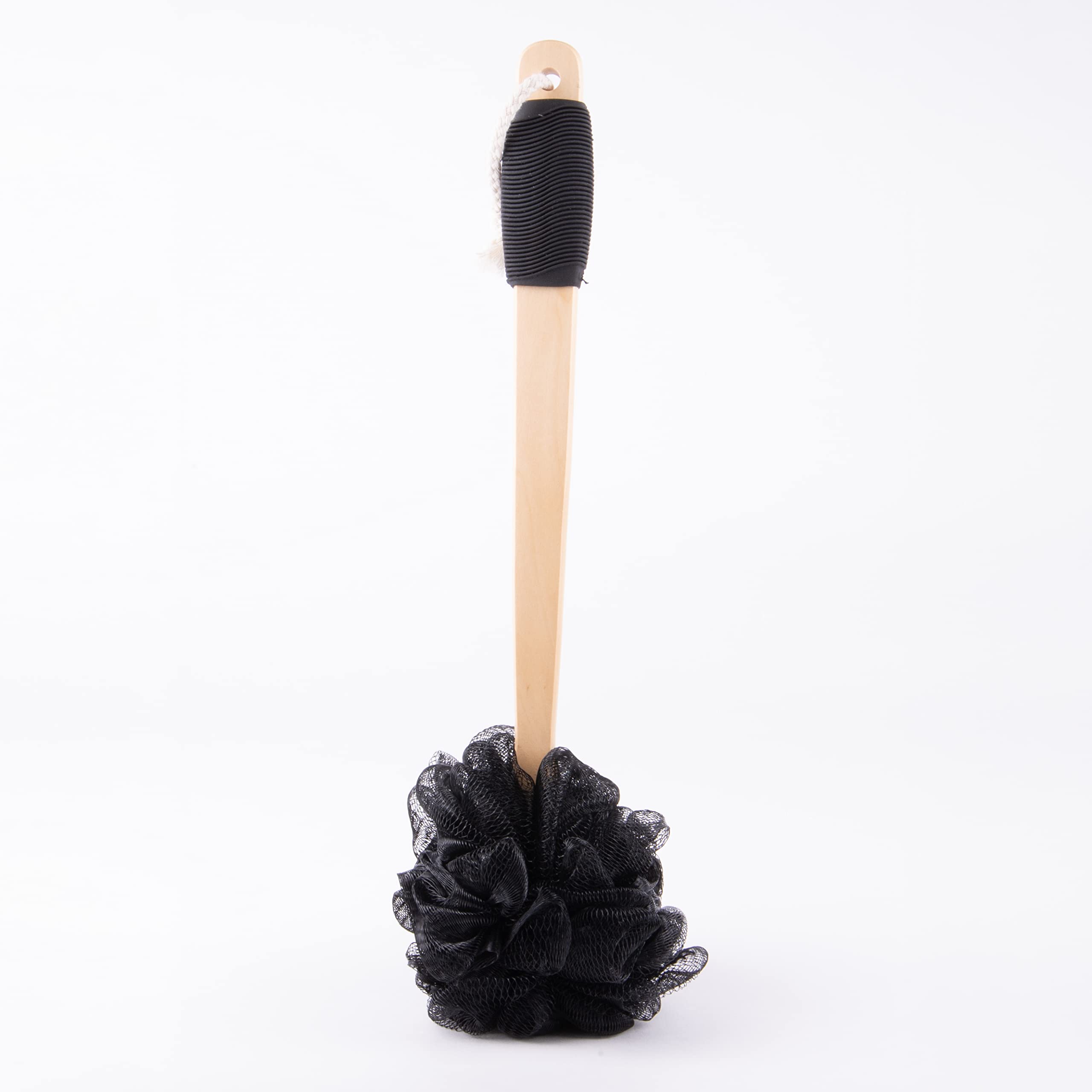 Amazon Basics Loofah Bath Brush with Long Handle - Exfoliating Body Scrubber for Smooth Skin - Perfect for Shower, Spa & Self-Care Routine