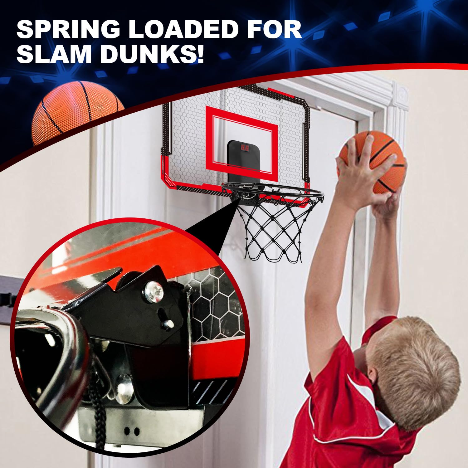 TOY Life Over Door Basketball Hoop - Indoor Mini Hoop for Kids, Teens & Adults - Play at Home or Office