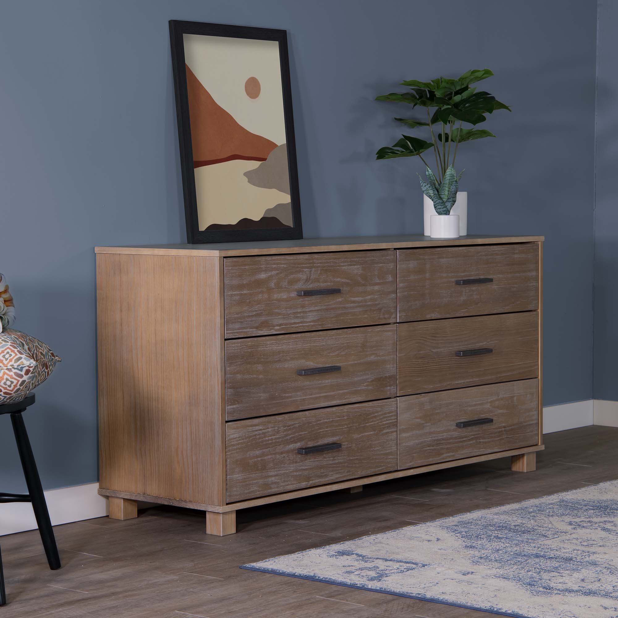 Modern 6-Drawer Dresser for Bedroom - Solid Wood Chest of Drawers with Smooth Gliding, Spacious Storage for Clothes, Bedding & Accessories - Perfect for Home, Apartment, Dorm & Office Organization