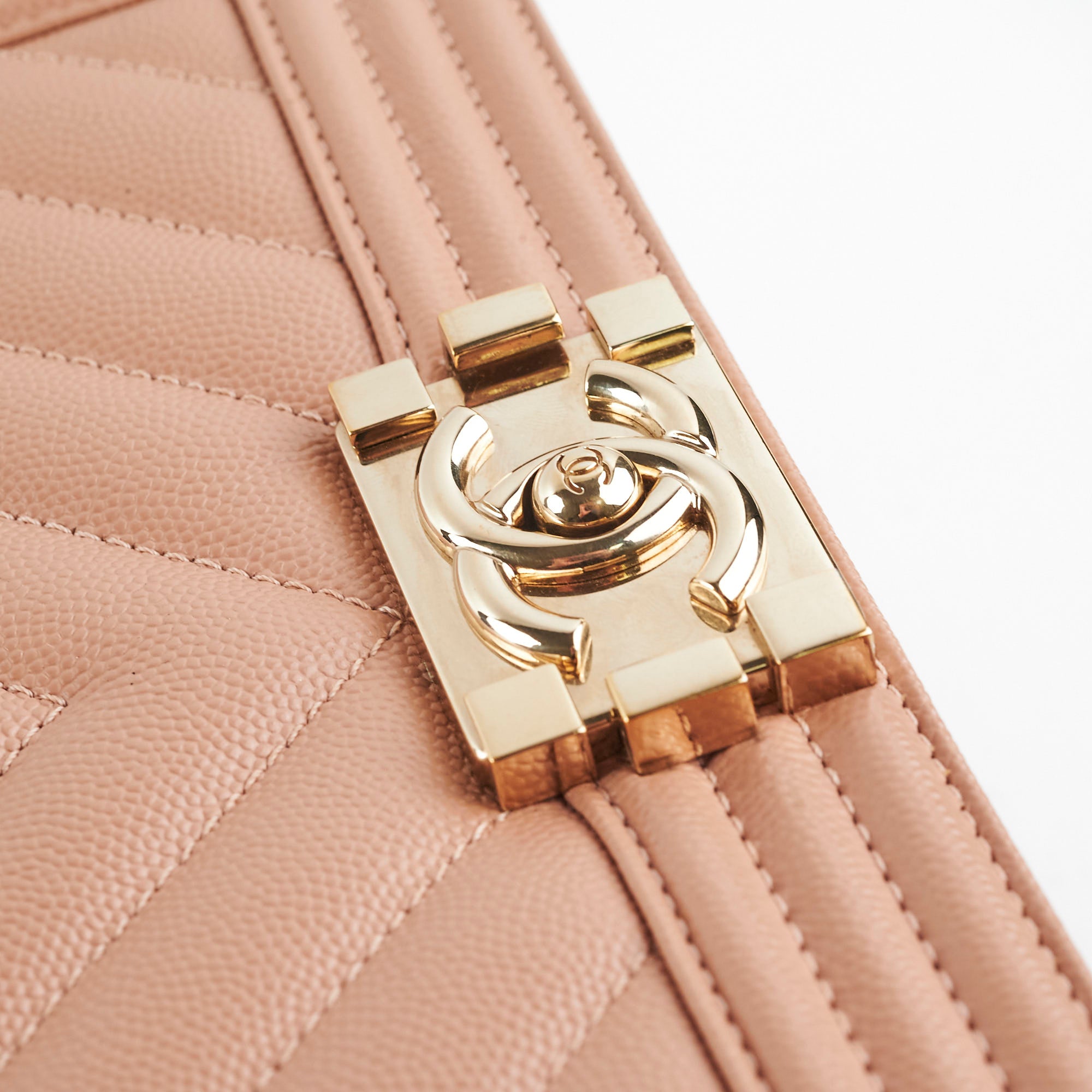 Chanel Old Medium Boy Chevron Caviar Beige Leather Shoulder Bag Series 25 - Luxury Designer Handbag for Women, Perfect for Work, Date Night & Special Occasions