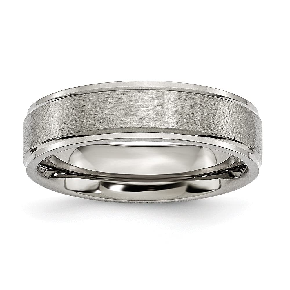 Premium Titanium Wedding Band Ring for Men - 6mm Brushed & Polished Finish with Ridged Edge Design - Durable & Comfortable for Everyday Wear - Perfect for Engagements, Anniversaries, and Special Occasions