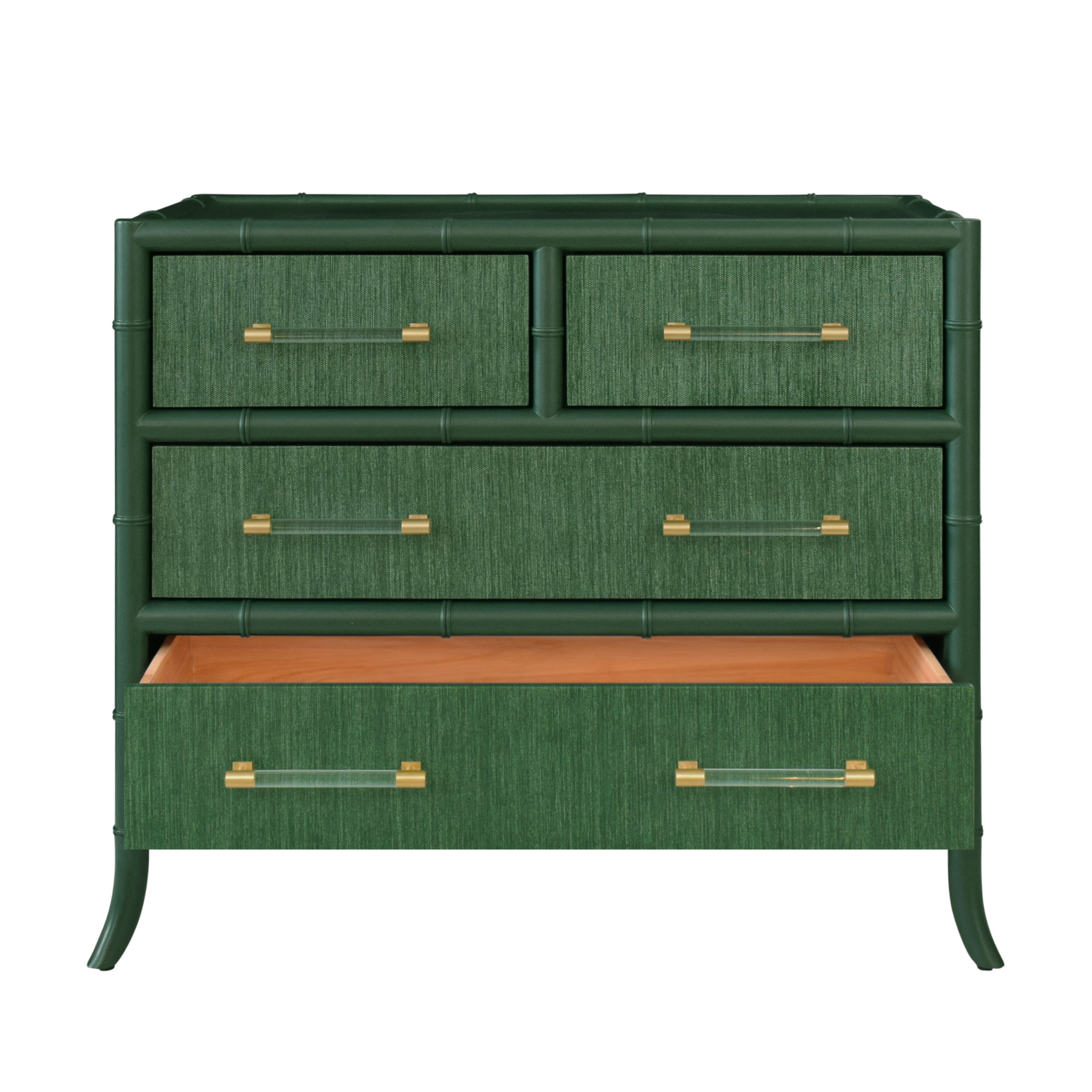 Beckett Green Grasscloth 4-Drawer Chest - Stylish Storage Solution for Bedroom, Living Room & Office Organization