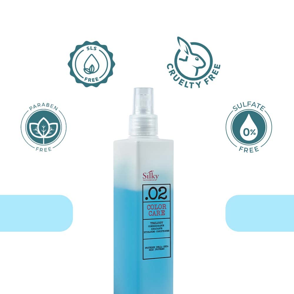 Silky .02 Trilogy Hydrating Conditioner with UV Protection & Active Ingredients - Deep Moisturizing & Repair for Dry, Damaged Hair - 250ml - Perfect for Daily Use, Sun Exposure & Heat Styling