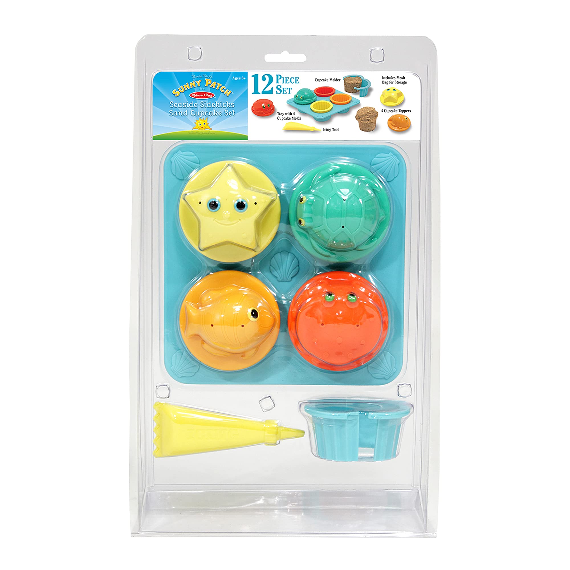 Melissa & Doug Sunny Patch Seaside Sidekicks Sand Cupcake Play Set - Beach Sand Toys for Toddlers & Kids Ages 3+, Outdoor Sandbox Toys for Pretend Baking & Creative Play - Perfect for Beach, Backyard & Playdates