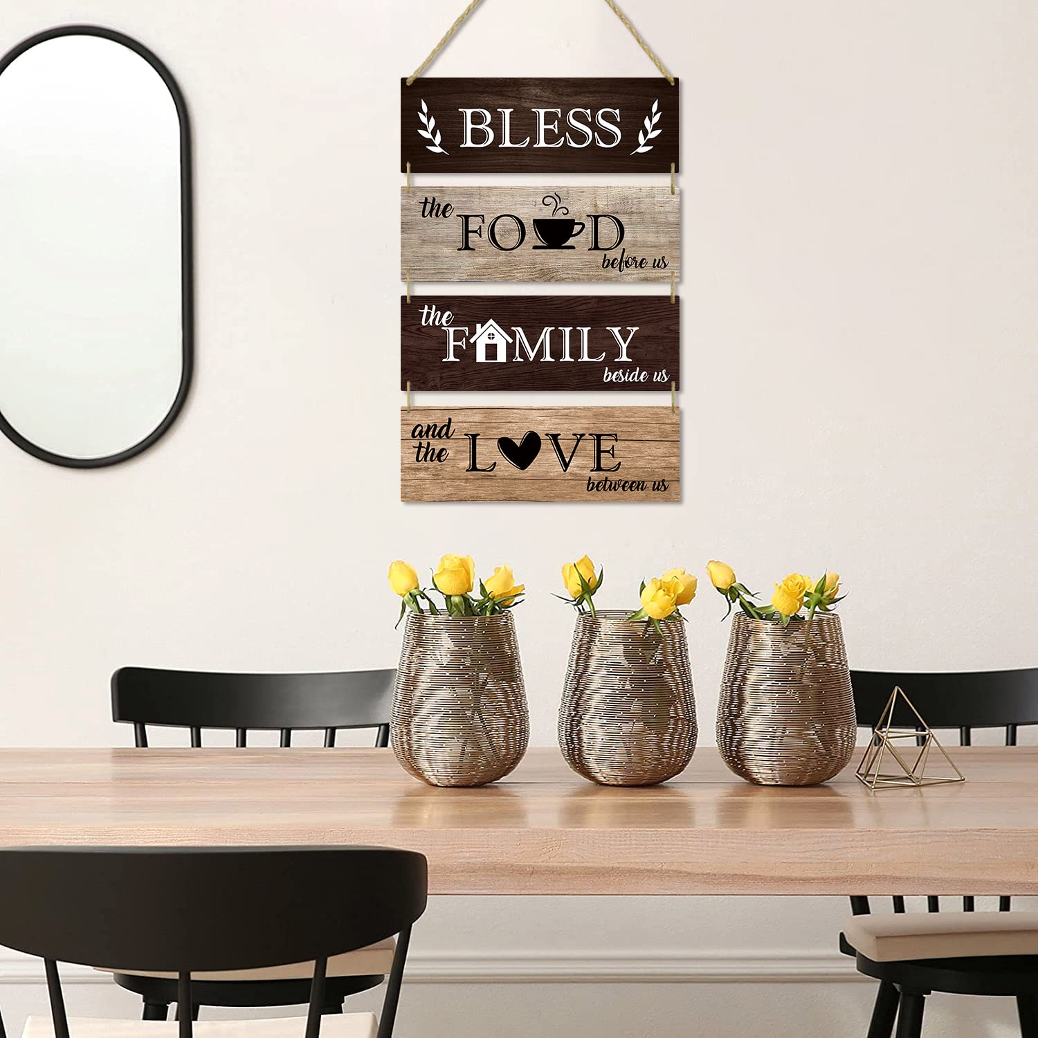 Farmhouse Kitchen Wall Art - Rustic Wooden Signs for Dining Room Decor