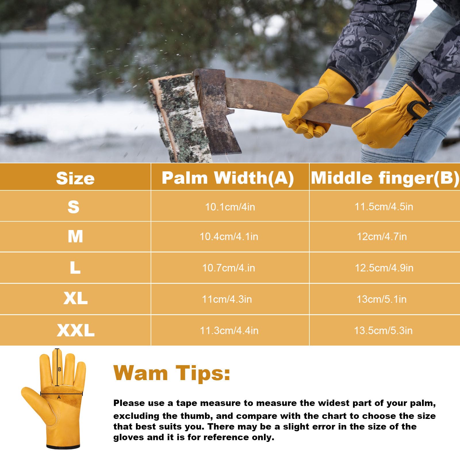 Men's Winter Leather Work Gloves with Thinsulate Lining - Thermal Insulated Cold Weather Gloves for Construction, Outdoor Work & Snow Shoveling - 100g Insulation, Leather Palm, Size XXL