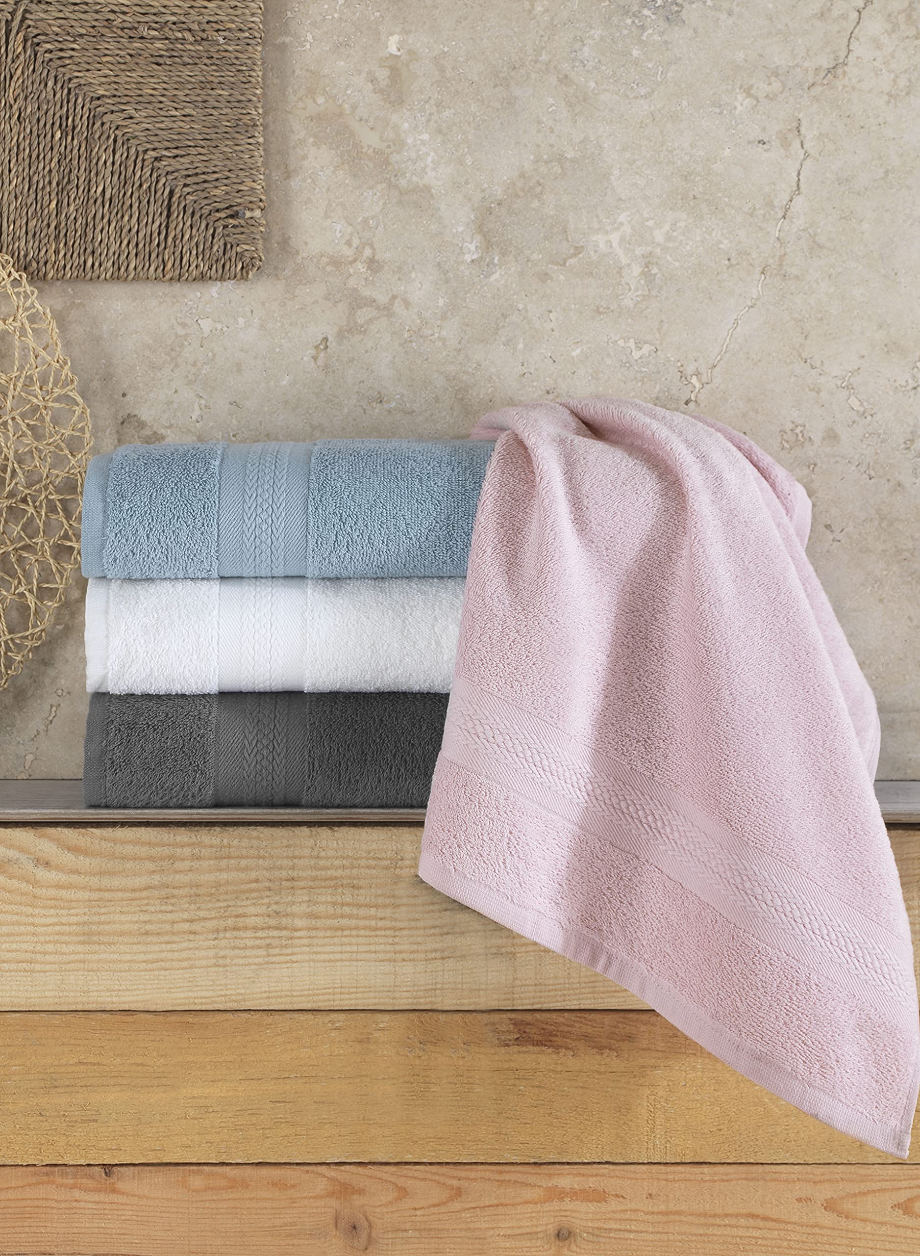 REGAL RUBY Quick-Dry 4-Piece Blue Hand Towel Set - 100% Premium Turkish Cotton Bath Linen - Super Absorbent & Soft for Bathroom, Pool, Gym, Travel, Camping, College Dorm - Ideal for Guests, Shower & Spa Use